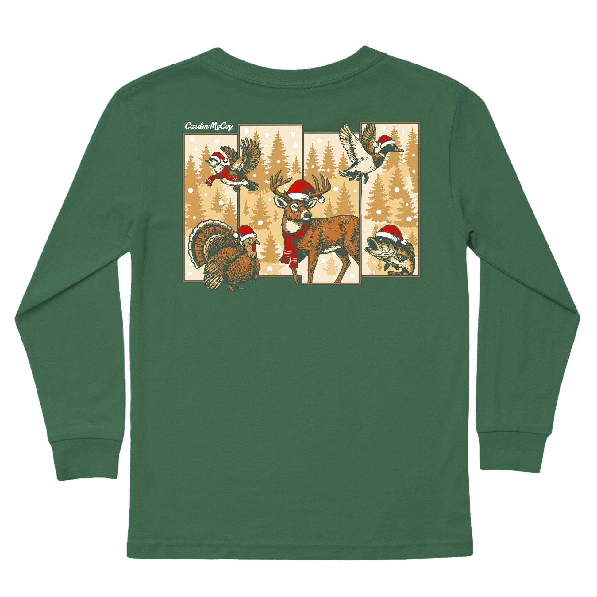 Boys' Christmas Hunting Grid Long-Sleeve Tee Long Sleeve T-Shirt Cardin McCoy Dark Olive XXS (2/3) Pocket