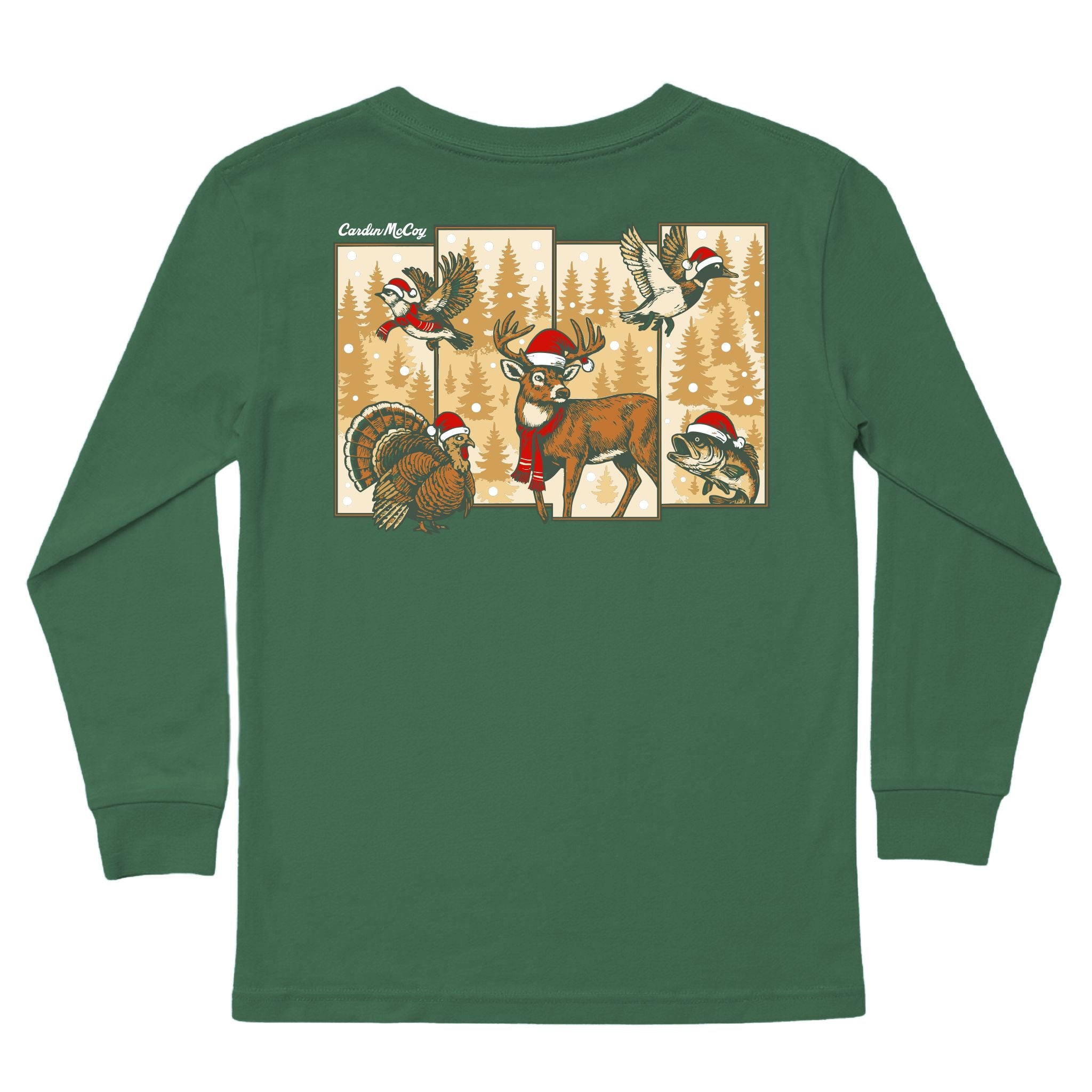 Boys' Christmas Hunting Grid Long-Sleeve Tee Long Sleeve T-Shirt Cardin McCoy Dark Olive XXS (2/3) Pocket
