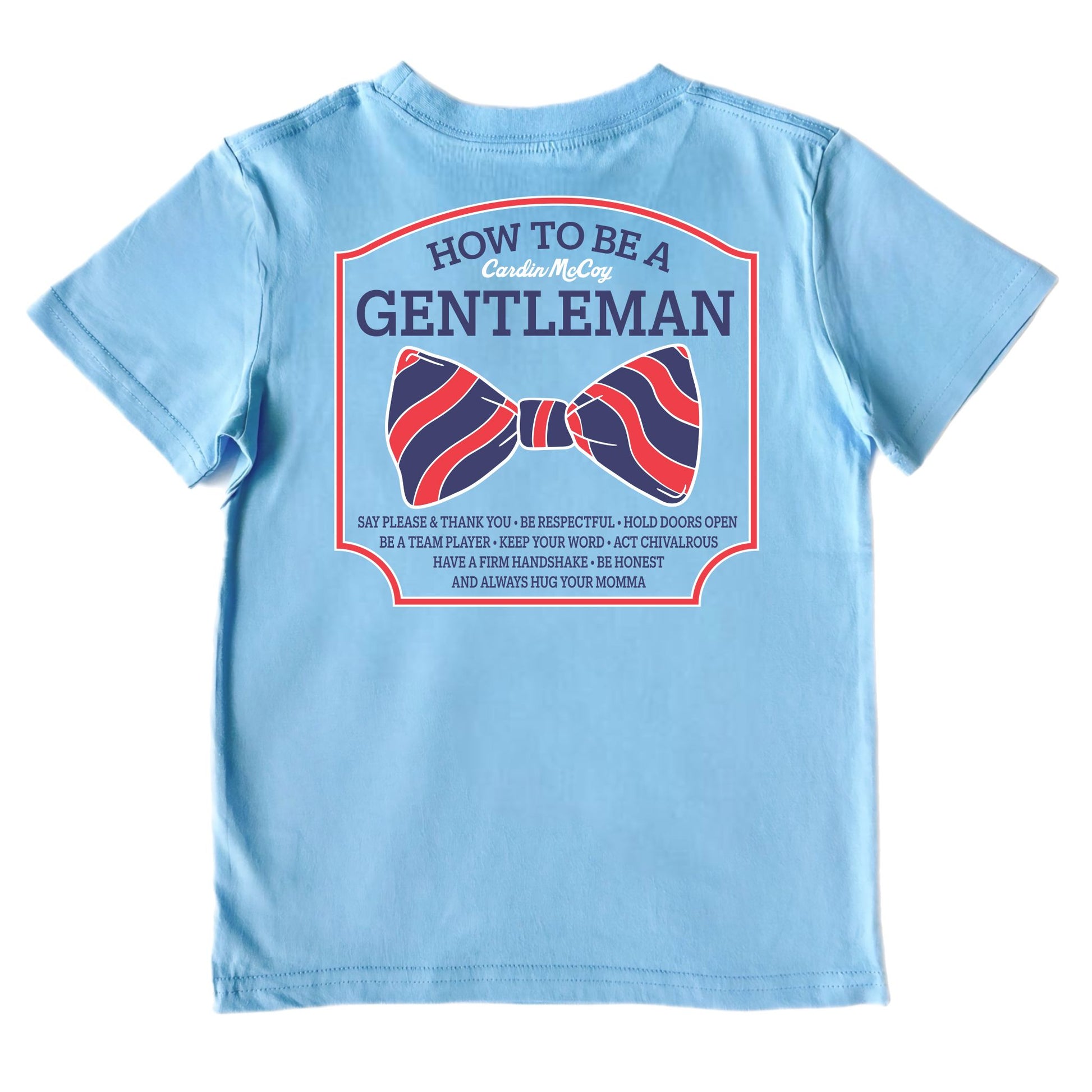 Boys' How To Be A Gentleman Short-Sleeve Tee Short Sleeve T-Shirt Cardin McCoy Light Blue XXS (2/3) No Pocket