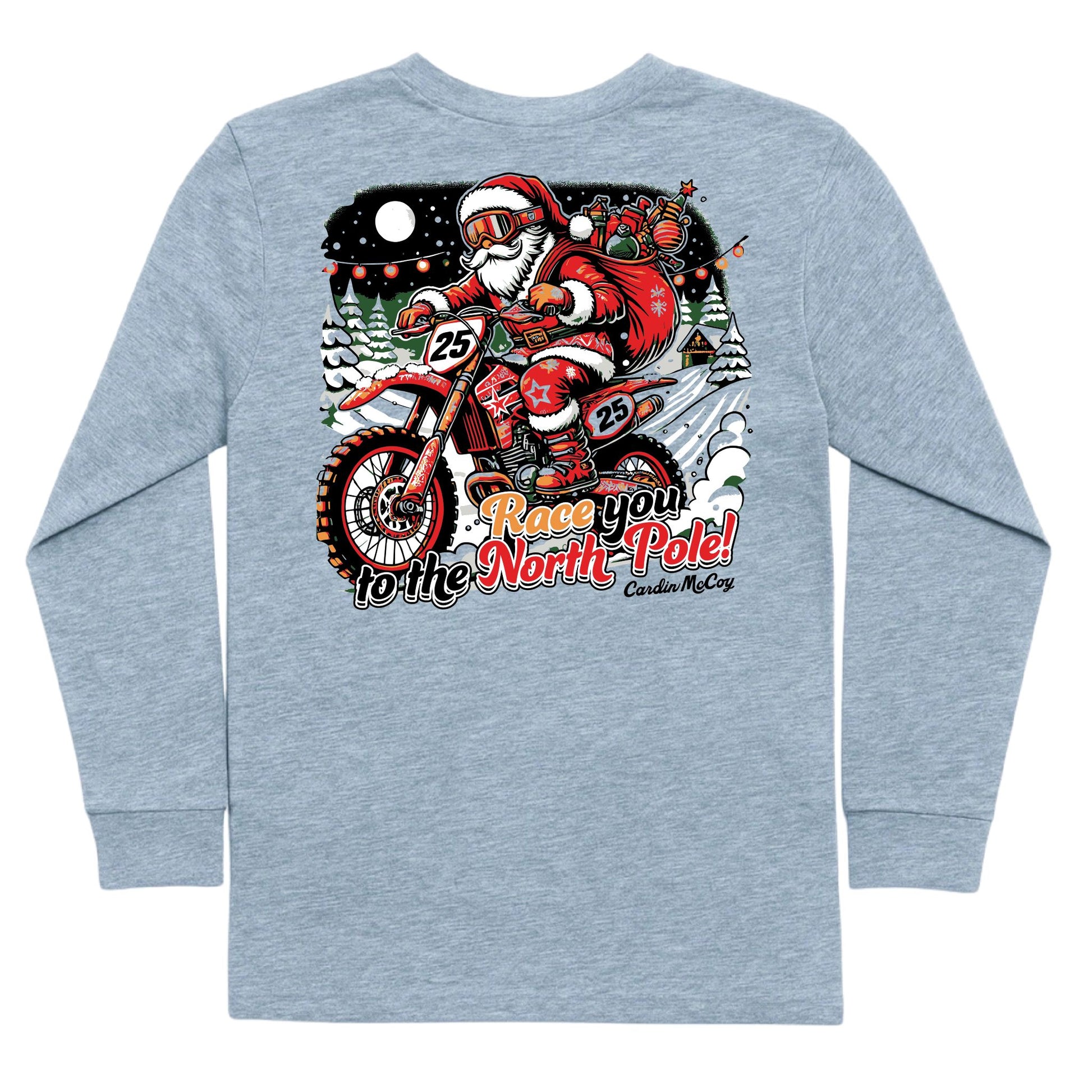 Boys' Race To The North Pole Long-Sleeve Tee Long Sleeve T-Shirt Cardin McCoy Heather Gray XXS (2/3) Pocket