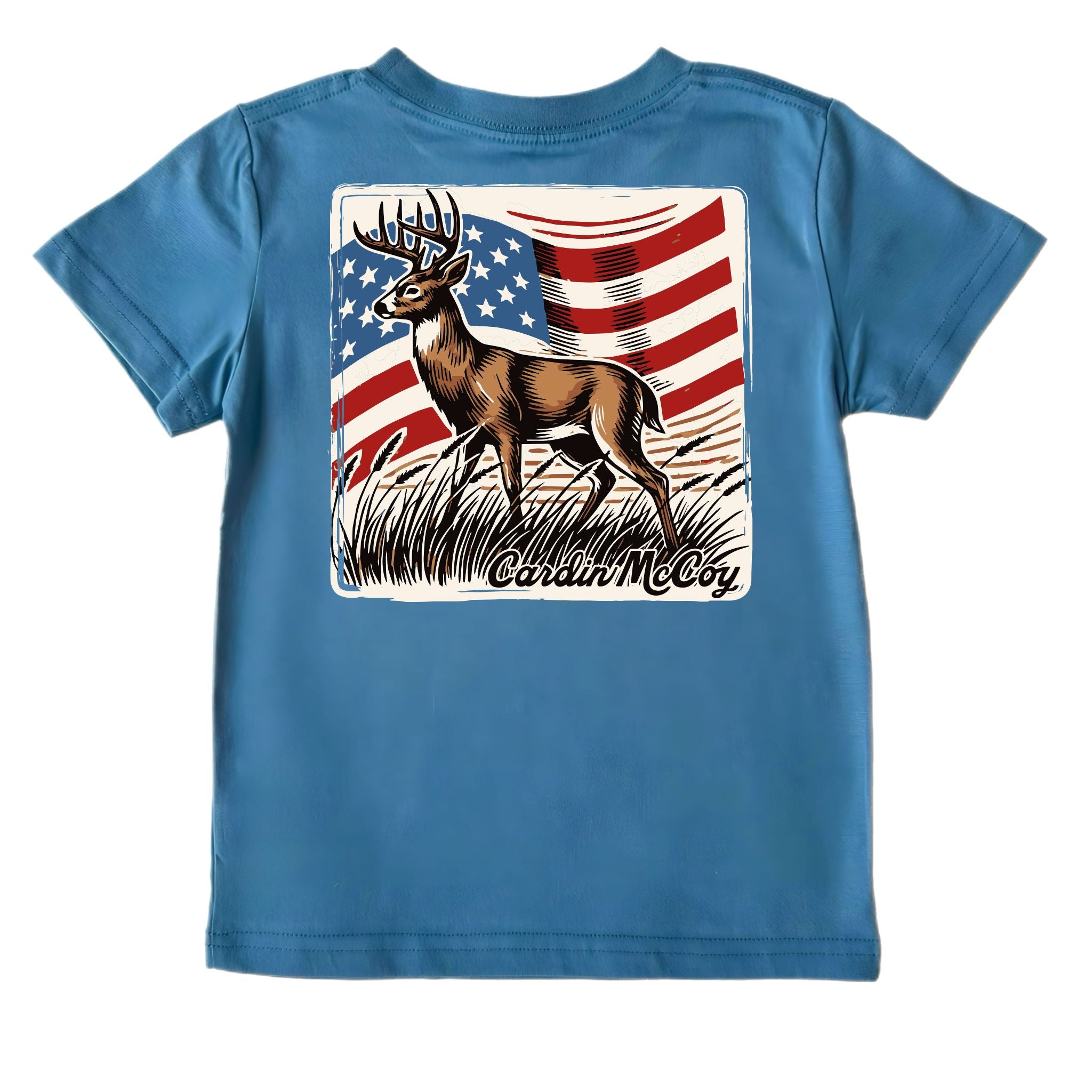 【DEARMINE】Bout America Short Sleeve Tee Boys' Vintage Deer Short-Sleeve Tee - 100% Cotton | Cardin McCoy
