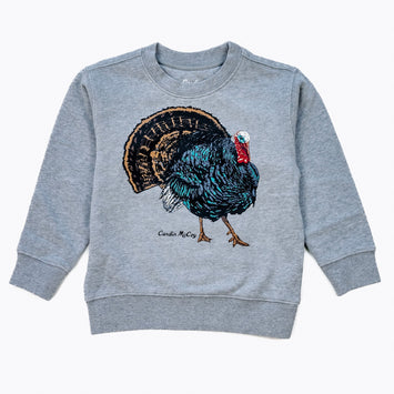 Boys' Wild Turkey Front Crewneck Sweatshirt Heather Gray Sweatshirt Cardin McCoy