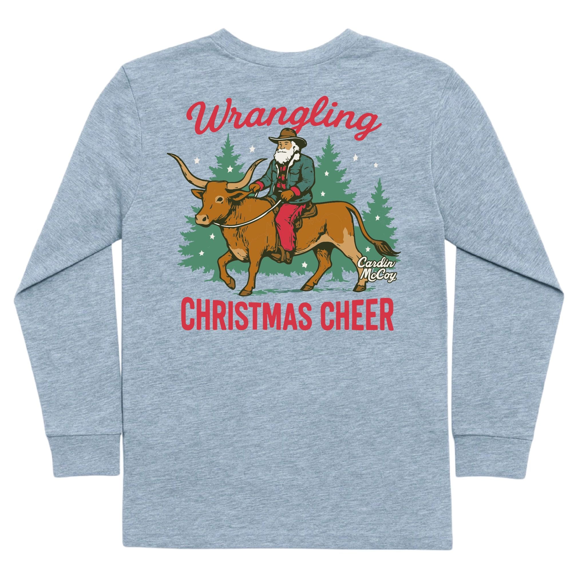 Boys' Wrangling Christmas Cheer Long-Sleeve Tee Long Sleeve T-Shirt Cardin McCoy Heather Gray XXS (2/3) Pocket