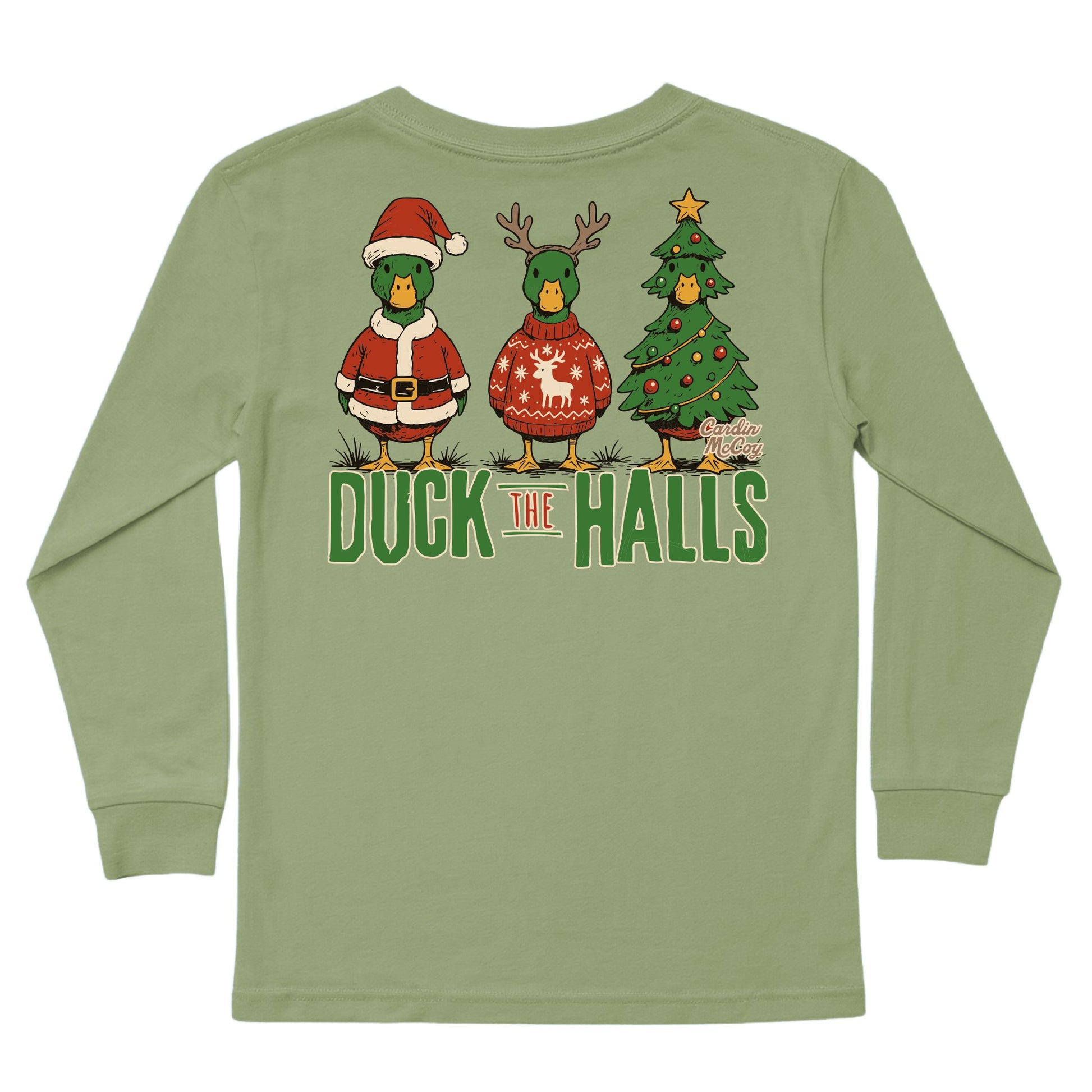 Kids' Duck The Halls Long-Sleeve Tee Long Sleeve T-Shirt Cardin McCoy Light Olive XXS (2/3) Pocket