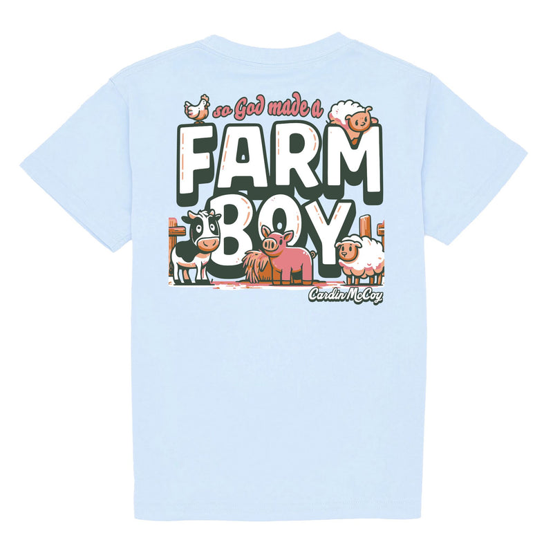 Kids' God Made a Farm Boy Short Sleeve Tee Short Sleeve T-Shirt Cardin McCoy Cool Blue XXS (2/3) No Pocket