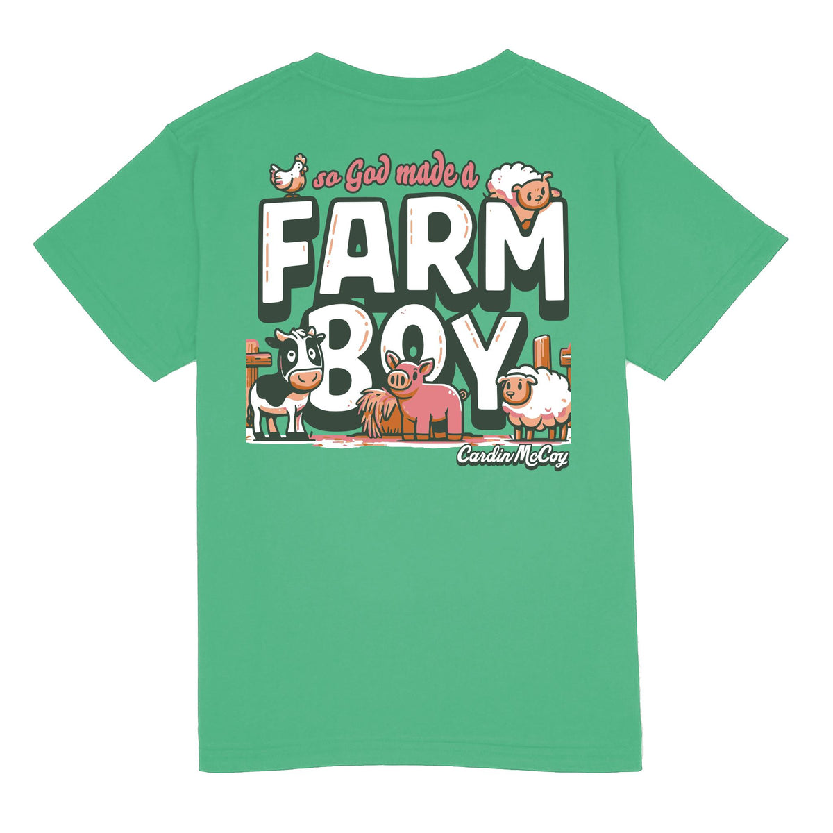 Kids' God Made a Farm Boy Short Sleeve Tee Short Sleeve T-Shirt Cardin McCoy Green XXS (2/3) Pocket