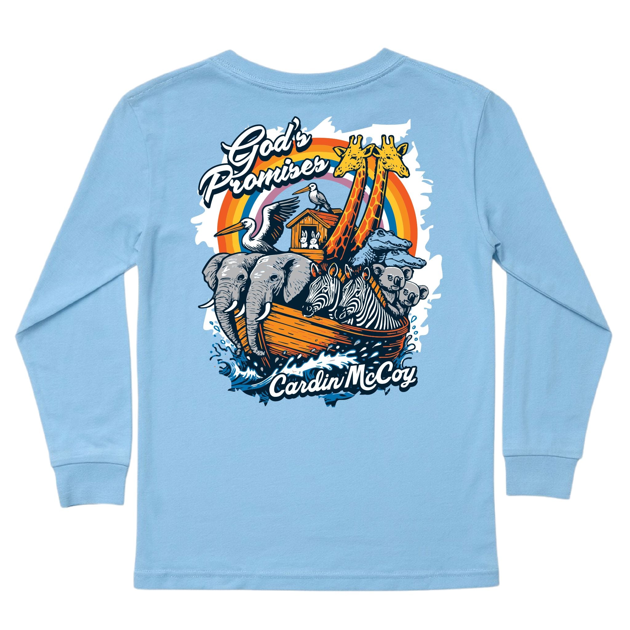 Kids' God's Promises Ark Long-Sleeve Tee Long Sleeve T-Shirt Cardin McCoy Light Blue XXS (2/3) Pocket