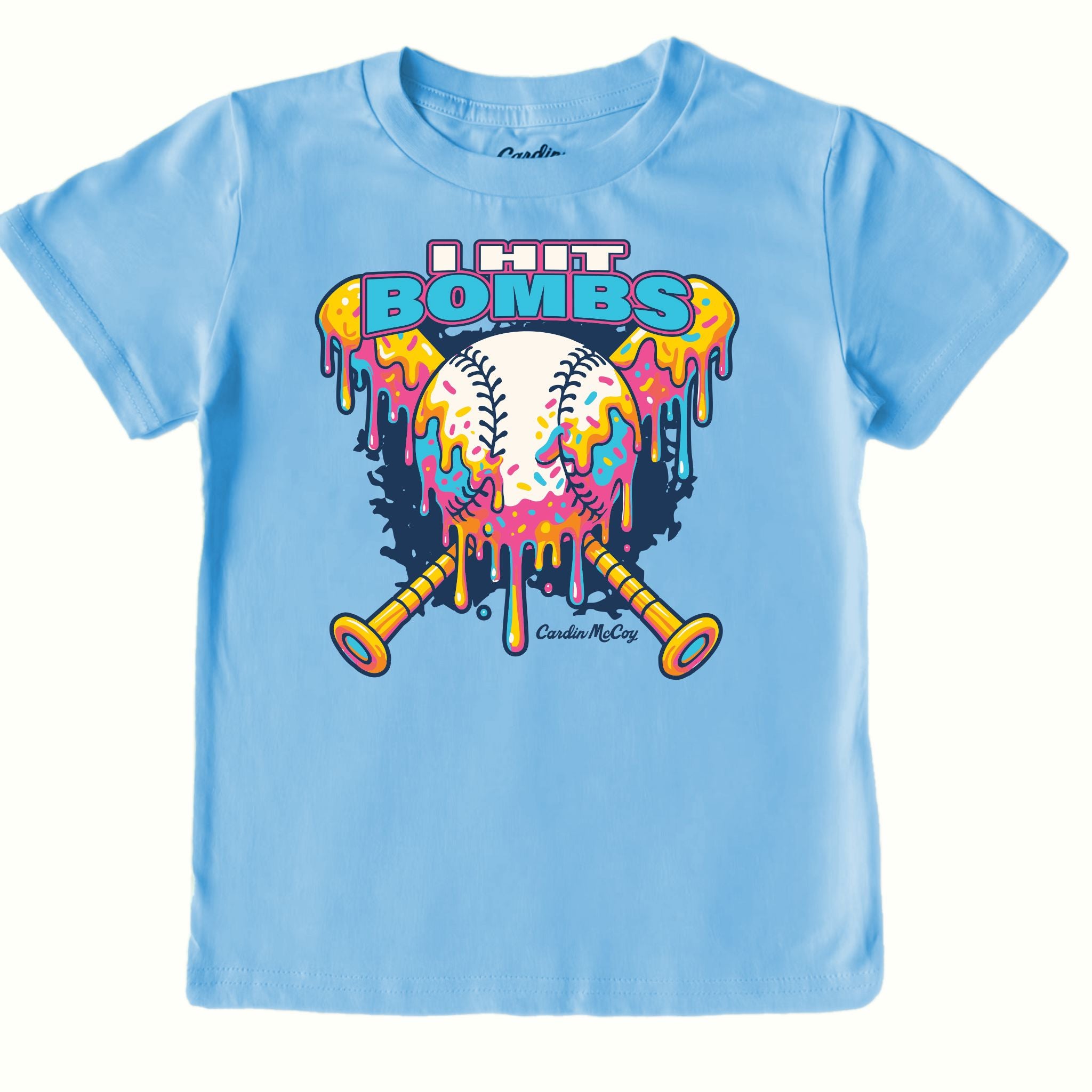Kids' I Hit Bombs Front Short-Sleeve Tee Short Sleeve T-Shirt Cardin McCoy Light Blue XXS (2/3) No Pocket