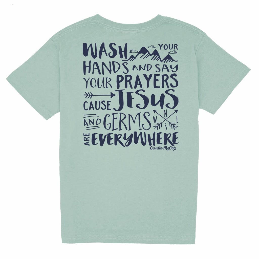 Kids' Jesus and Germs Short Sleeve Tee Short Sleeve T-Shirt Cardin McCoy Sage XXS (2/3) Pocket