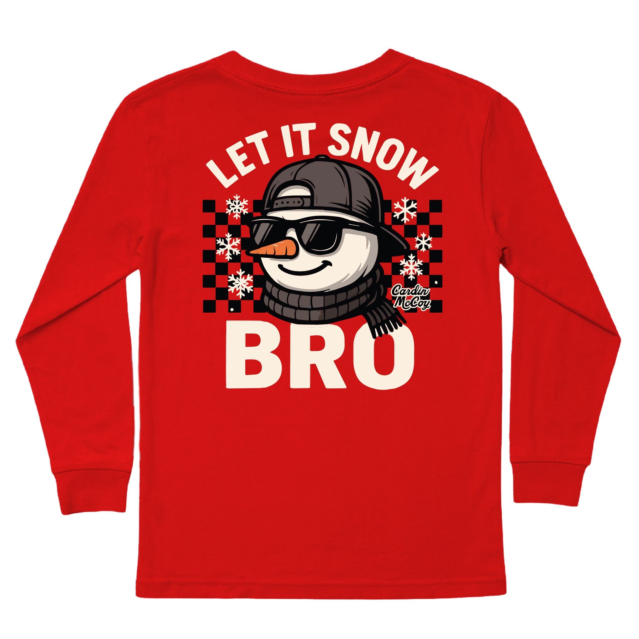 Kids' Let It Snow Bro Long-Sleeve Tee Long Sleeve T-Shirt Cardin McCoy Red XXS (2/3) Pocket