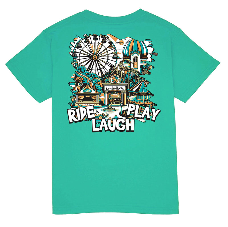 Kids' Ride, Play, Laugh Short Sleeve Tee Short Sleeve T-Shirt Cardin McCoy Teal XXS (2/3) No Pocket