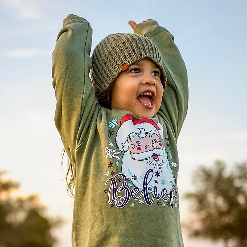 Kids' Santa Believe Front Crewneck Sweatshirt Seagrass Sweatshirt Cardin McCoy Seagrass XXS (2/3)