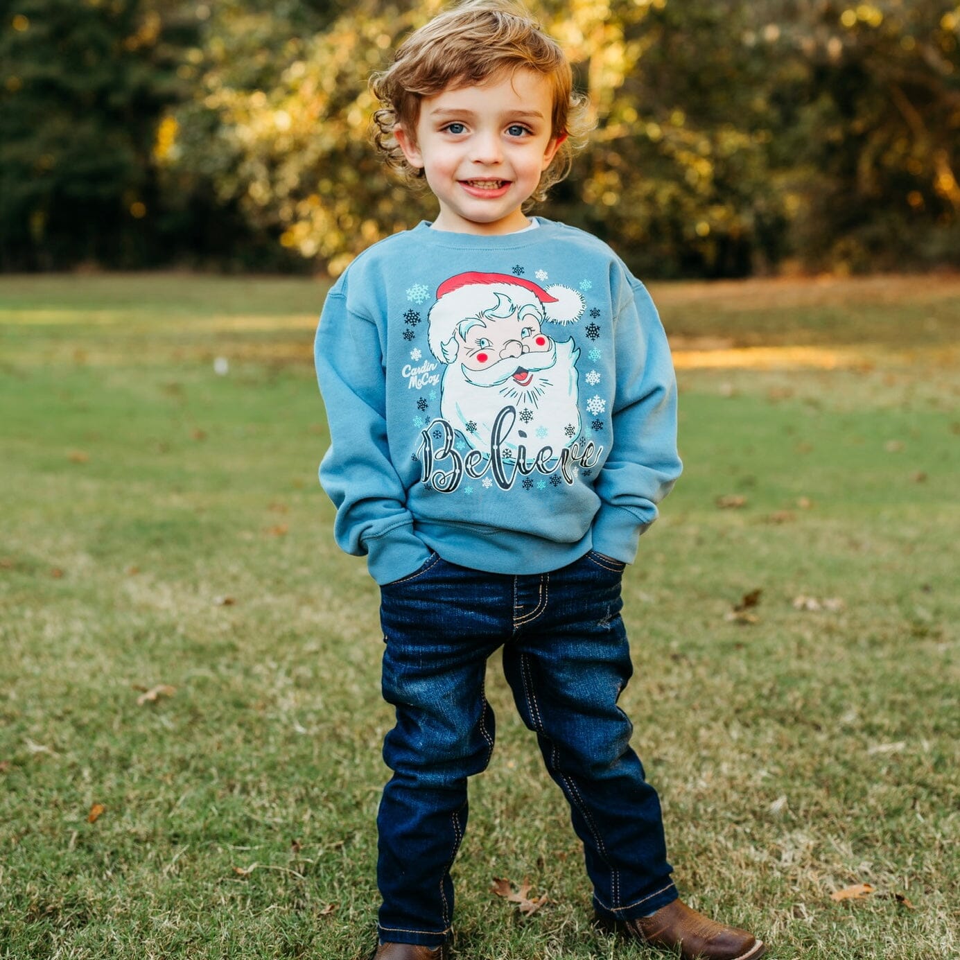 Kids' Santa Believe Front Crewneck Sweatshirt Sweatshirt Cardin McCoy