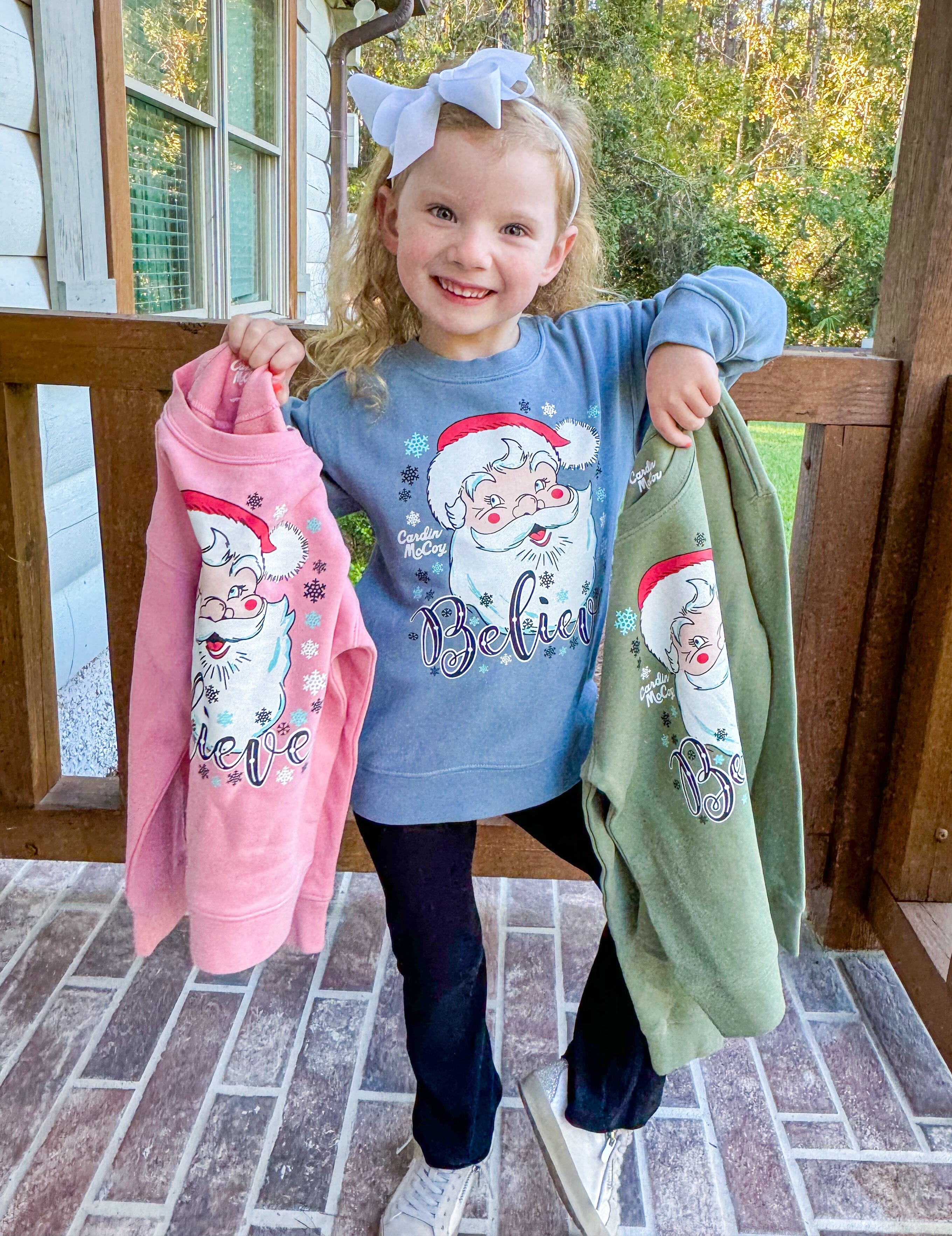 Kids' Santa Believe Front Crewneck Sweatshirt Sweatshirt Cardin McCoy