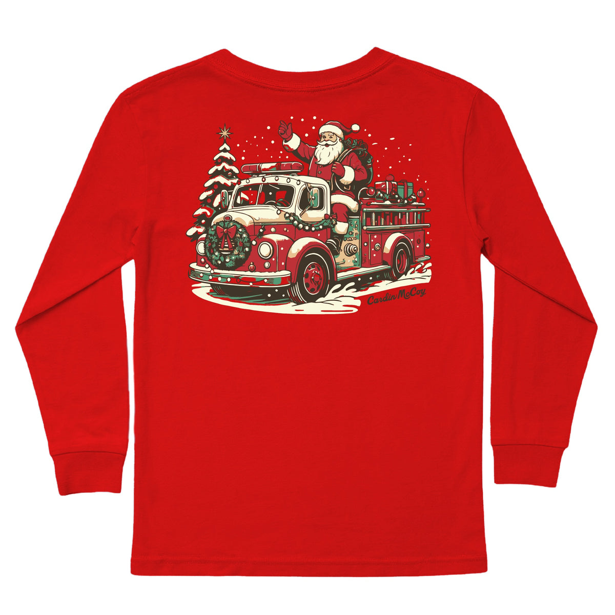 Kids' Firetruck Santa Long-Sleeve Tee