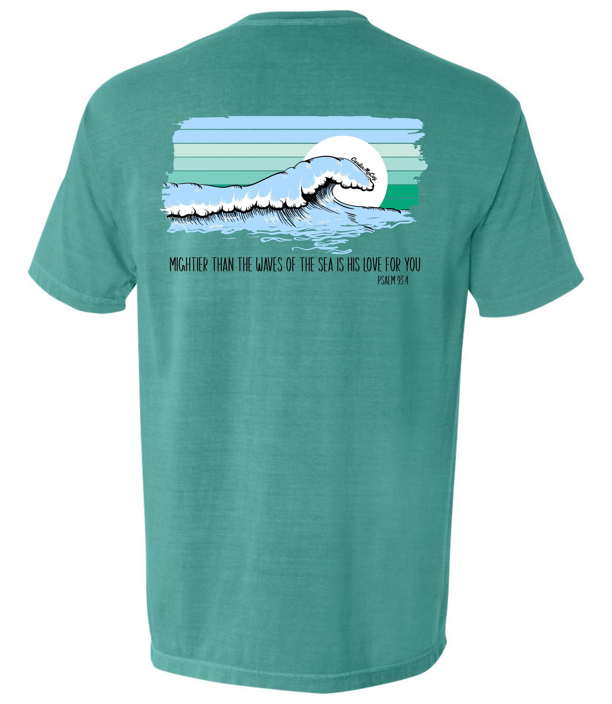 Adult Mightier Than the Waves Short Sleeve Pocket Tee Short Sleeve T-Shirt Comfort Colors Seafoam S Pocket