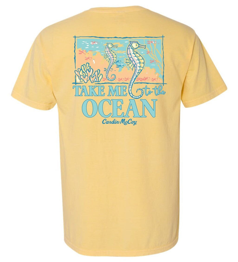 Adult Take Me to the Ocean Short Sleeve Pocket Tee Short Sleeve T-Shirt Comfort Colors Butter S Pocket