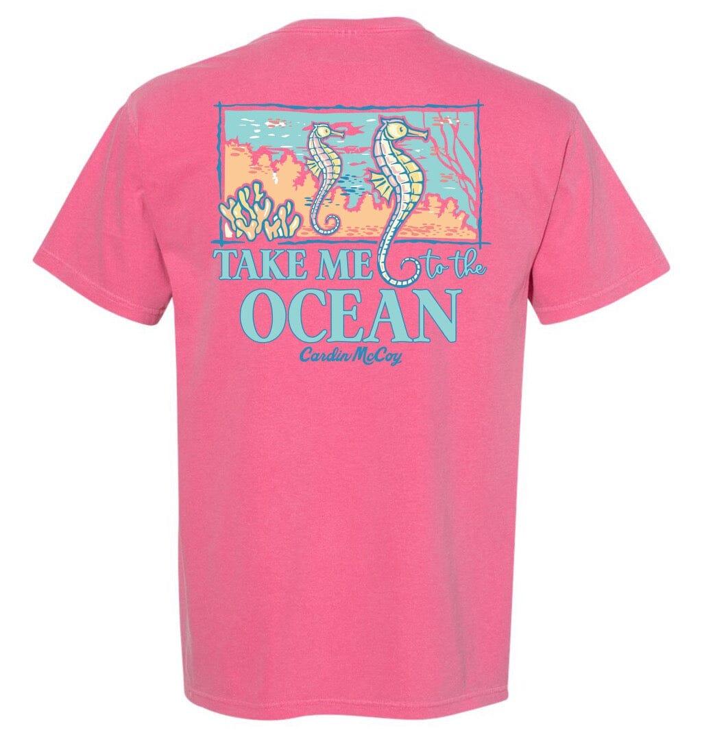 Adult Take Me to the Ocean Short Sleeve Pocket Tee Short Sleeve T-Shirt Comfort Colors Crunchberry S Pocket