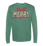 Adults' Merry Camo Long-Sleeve Tee Long Sleeve T-Shirt Comfort Colors Light Green Adult Small Pocket