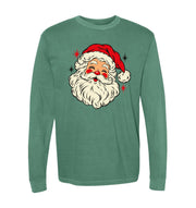 Adults' Santa Long-Sleeve Tee Long Sleeve T-Shirt Comfort Colors Light Green Adult Small Pocket