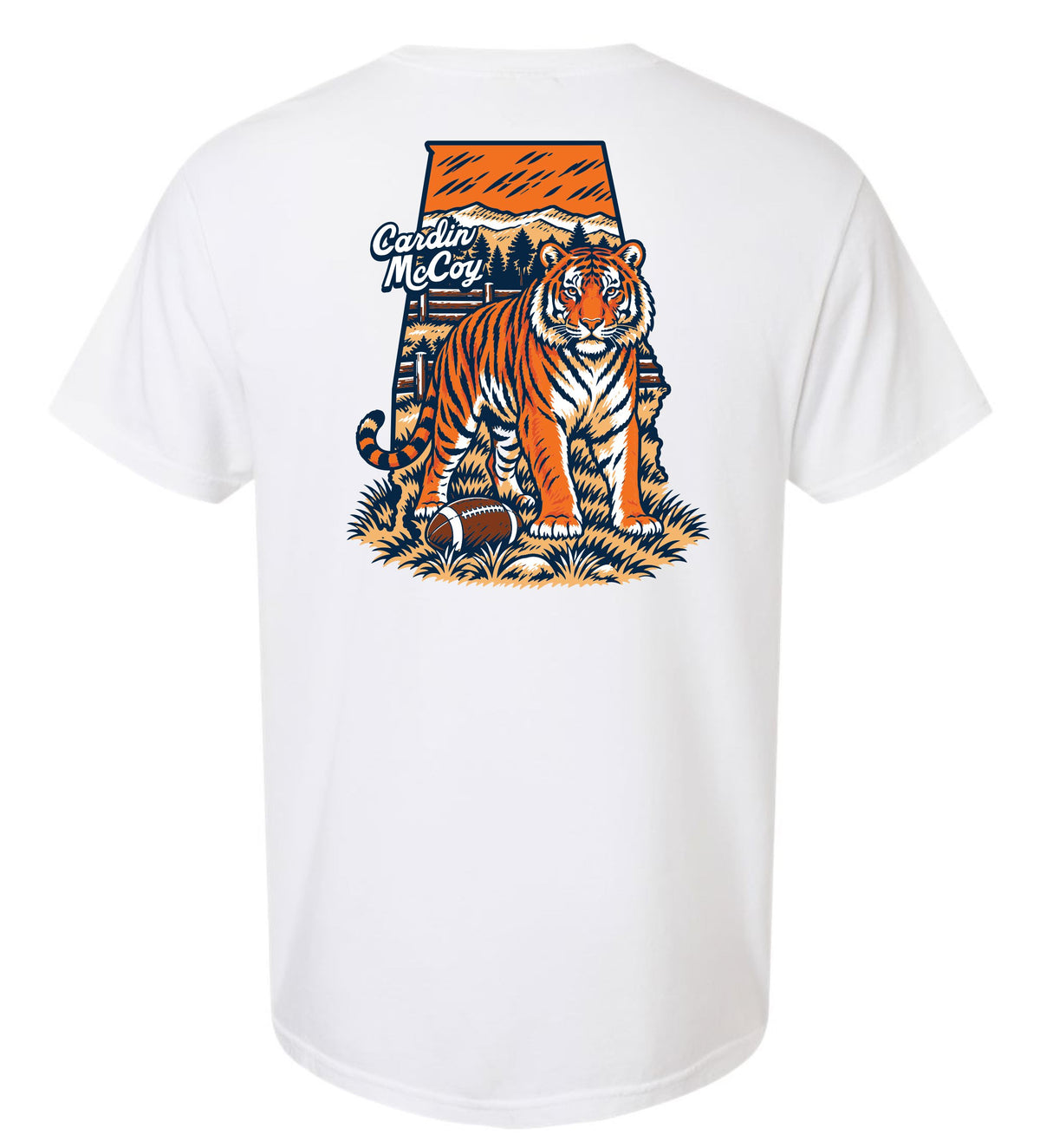 Adults' Tiger Football Short-Sleeve Tee Short Sleeve T-Shirt Cardin McCoy White Adult Small Pocket