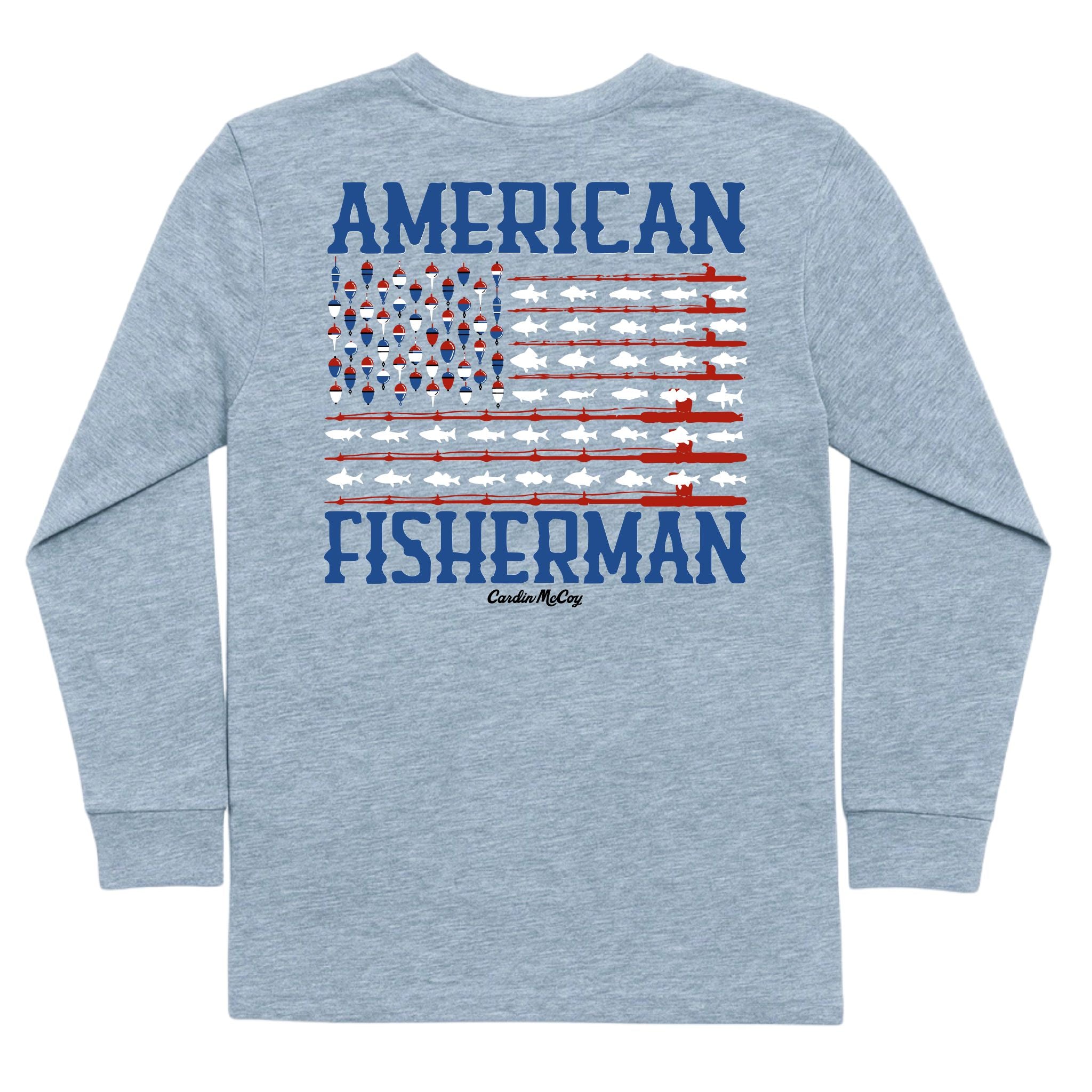 Boys' American Fisherman Long-Sleeve Tee Long Sleeve T-Shirt Cardin McCoy Heather Gray XXS (2/3) Pocket