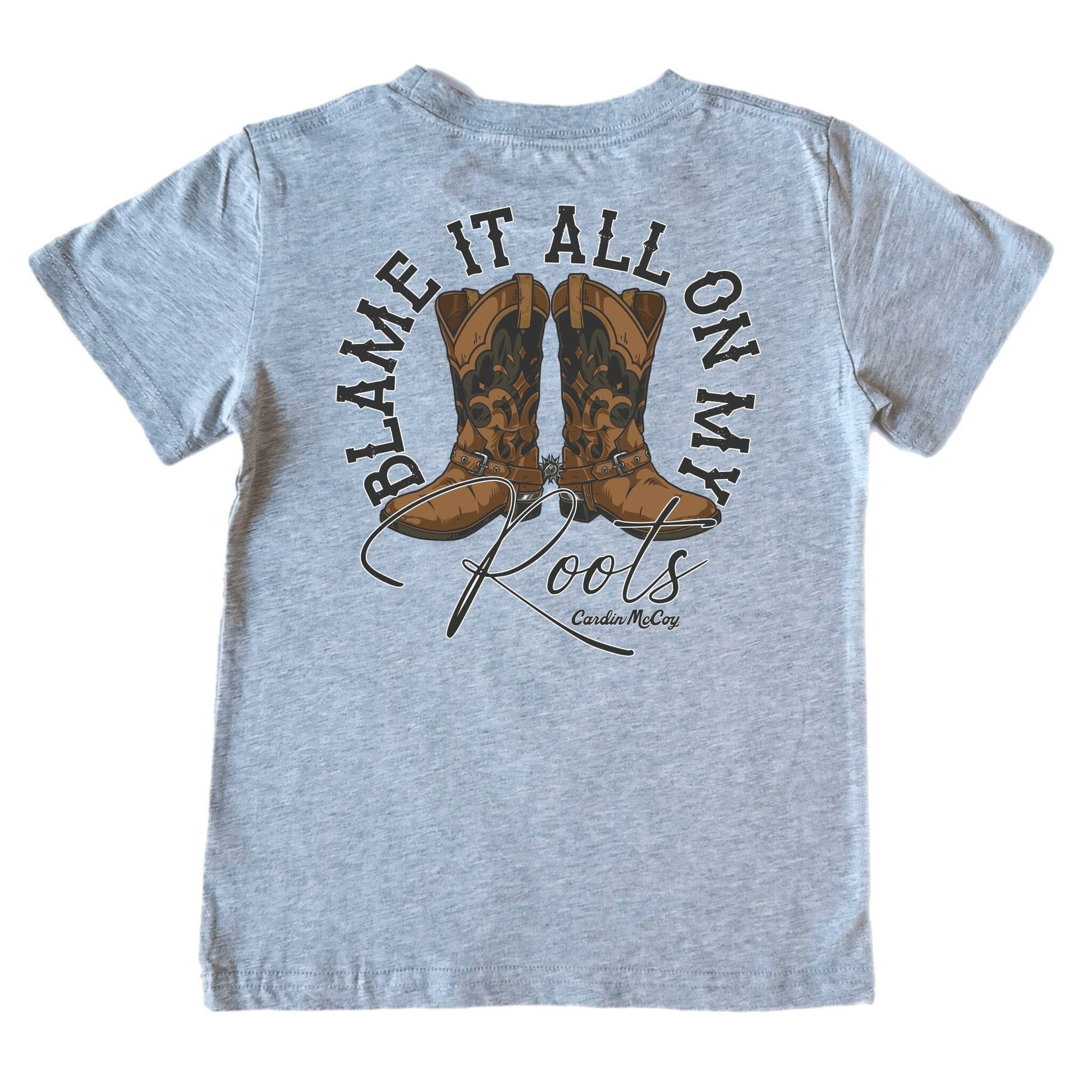 Boys' Blame It on My Roots Short-Sleeve Tee Short Sleeve T-Shirt Cardin McCoy Heather Gray XXS (2/3) Pocket