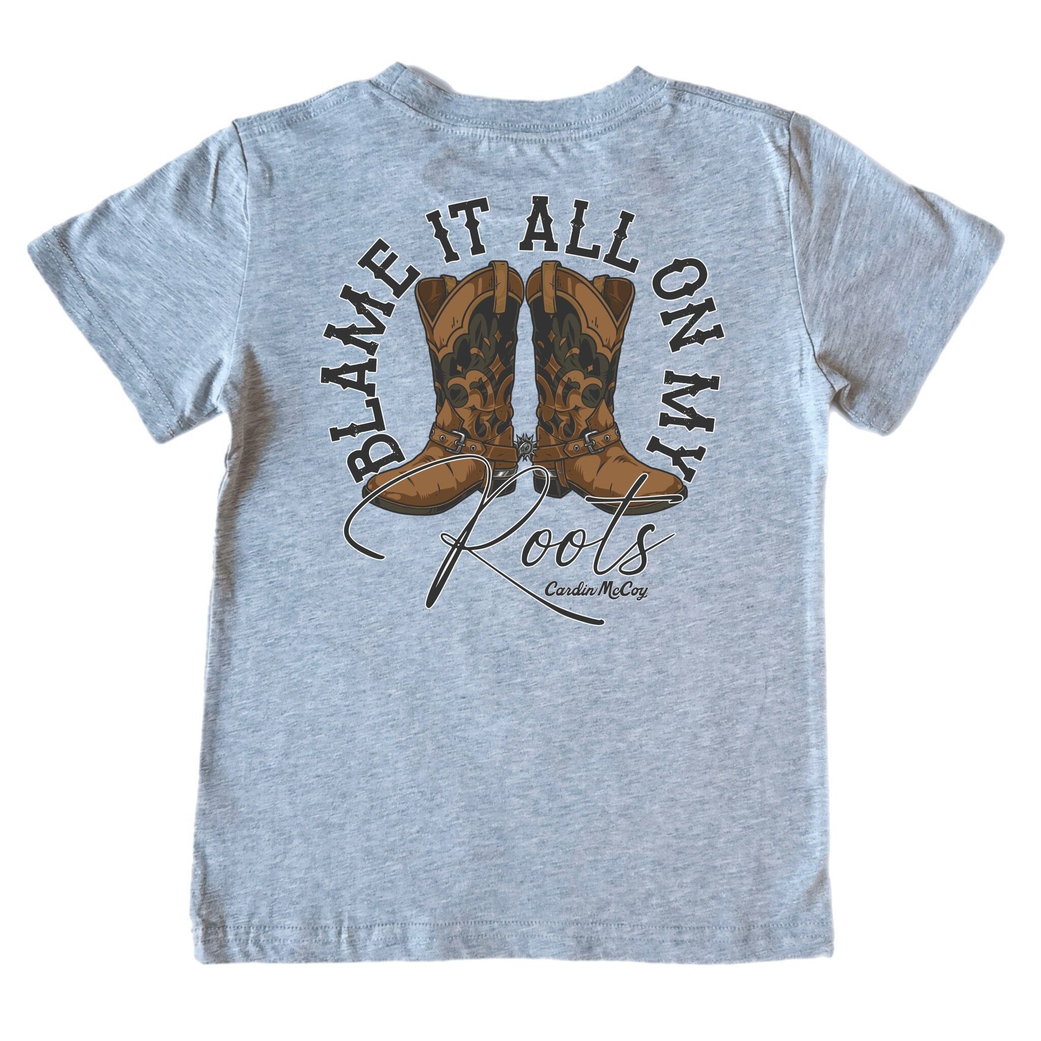 Boys' Blame It on My Roots Short-Sleeve Tee Short Sleeve T-Shirt Cardin McCoy Heather Gray XXS (2/3) Pocket
