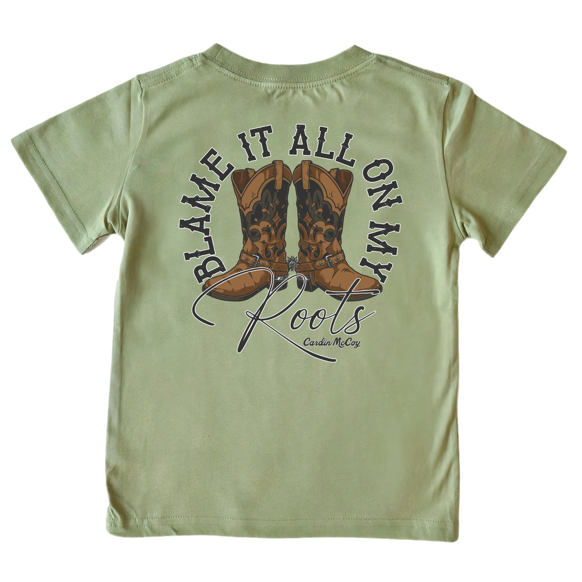Boys' Blame It on My Roots Short-Sleeve Tee Short Sleeve T-Shirt Cardin McCoy Light Olive XXS (2/3) No Pocket