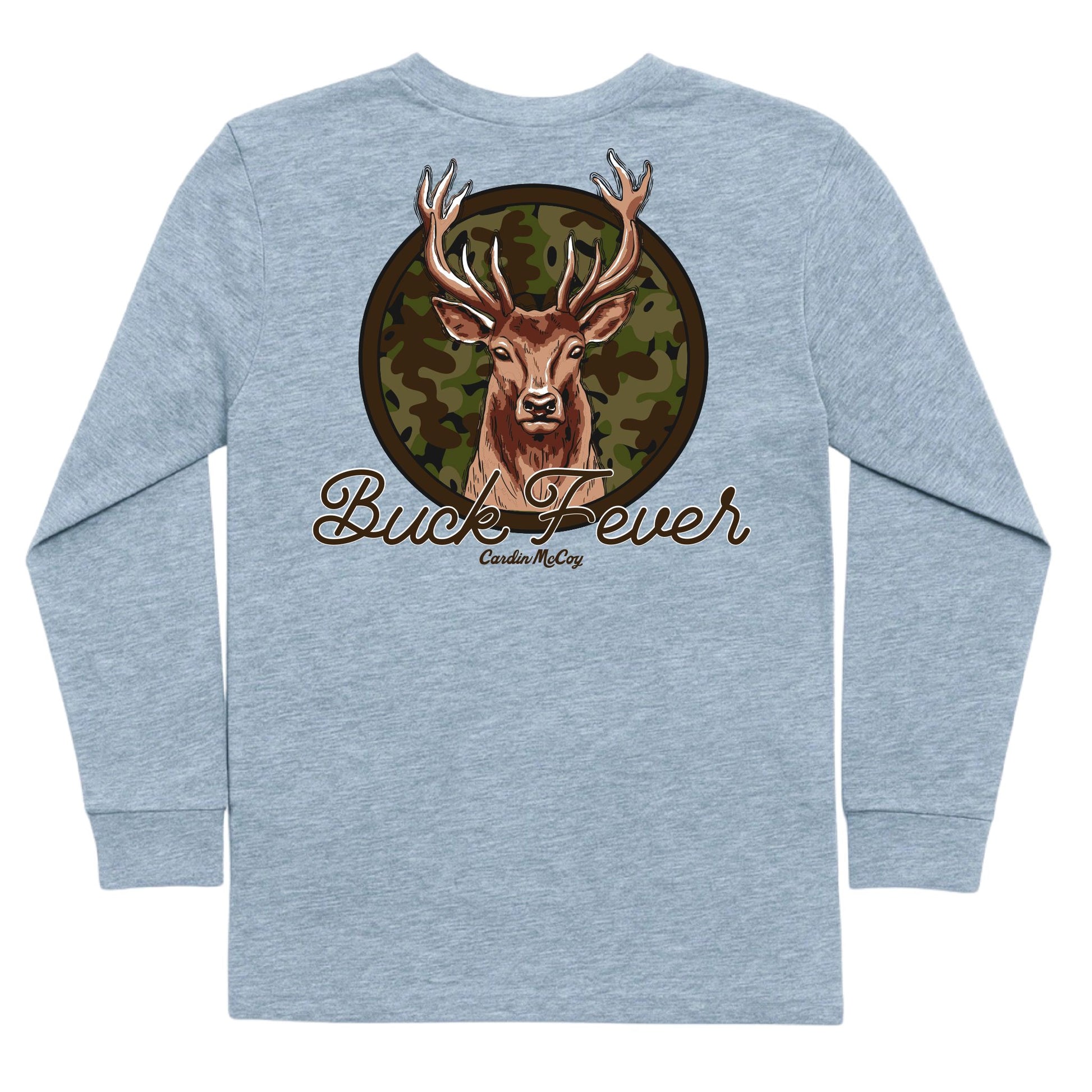 Boys' Buck Fever Long-Sleeve Tee Long Sleeve T-Shirt Cardin McCoy Heather Gray XXS (2/3) Pocket