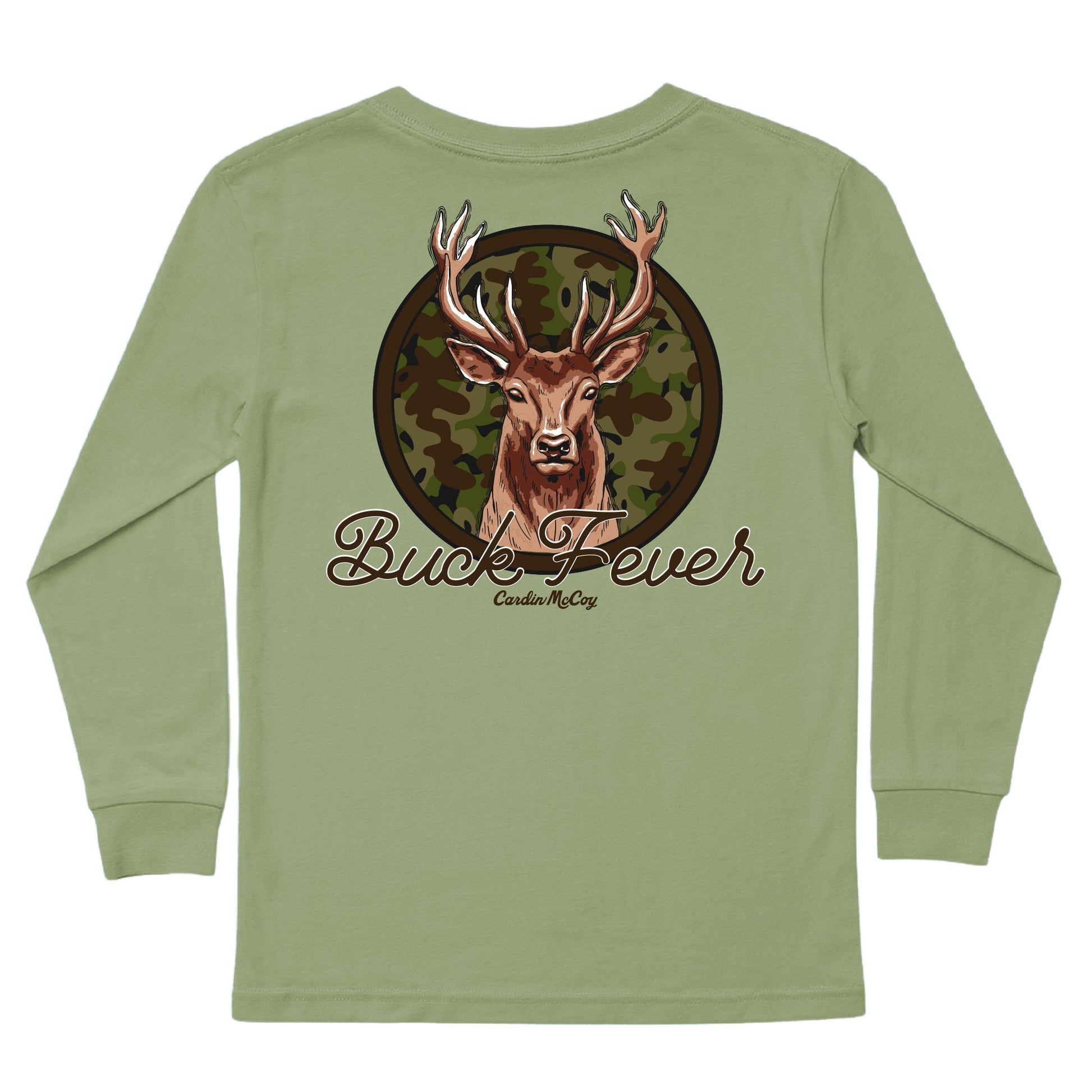 Boys' Buck Fever Long-Sleeve Tee Long Sleeve T-Shirt Cardin McCoy Light Olive XXS (2/3) Pocket