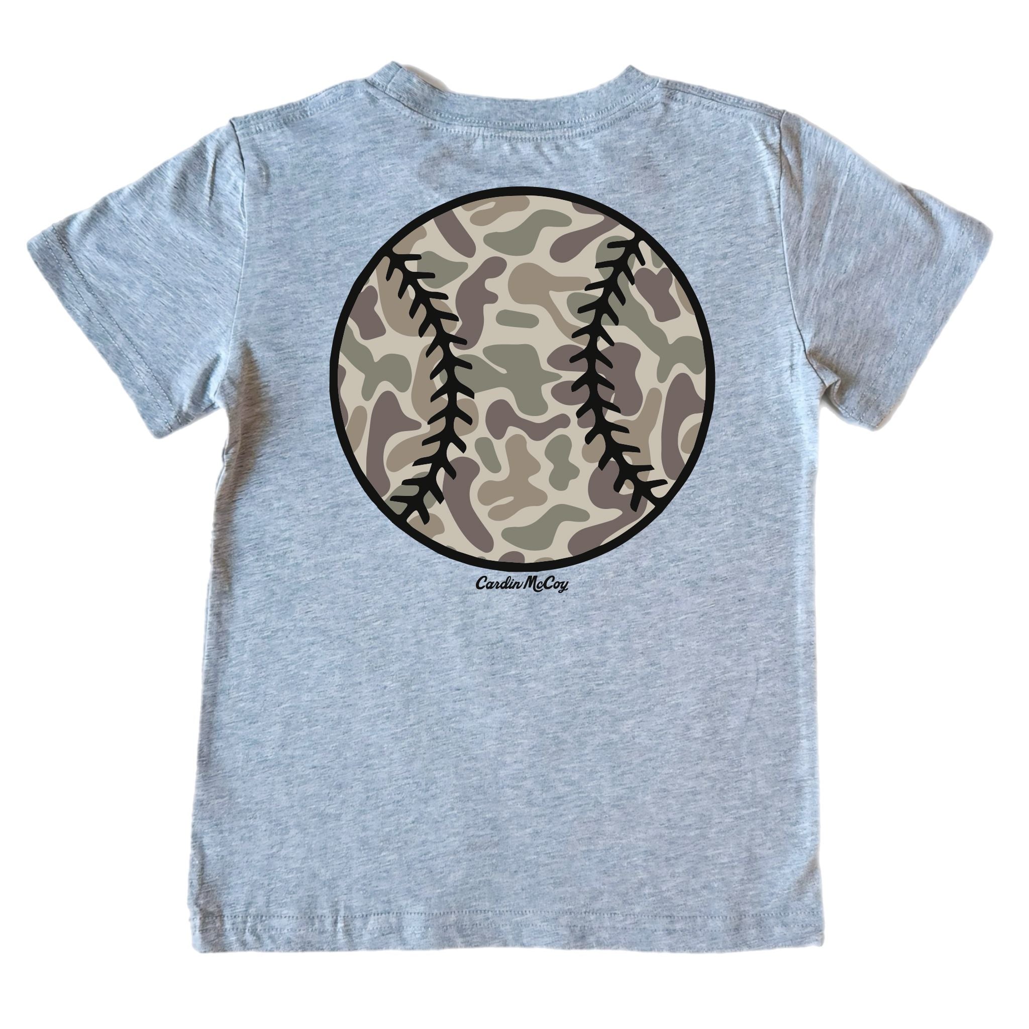 Boys' Camo Baseball Short-Sleeve Tee Short Sleeve T-Shirt Cardin McCoy Heather Gray XXS (2/3) Pocket