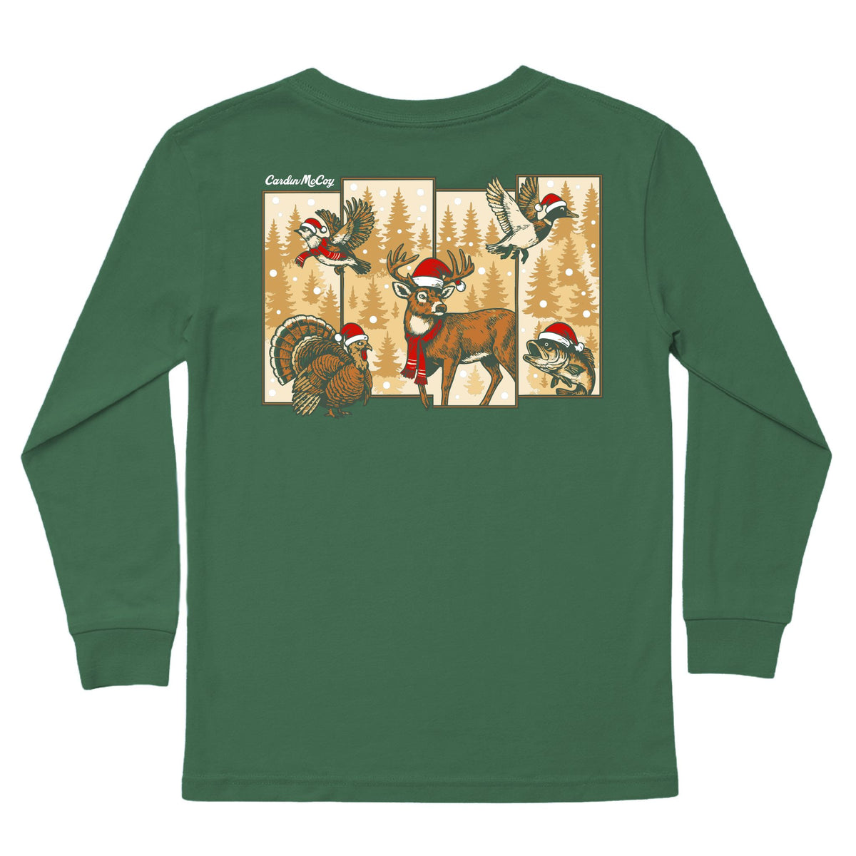 Boys' Christmas Hunting Grid Long-Sleeve Tee Long Sleeve T-Shirt Cardin McCoy Dark Olive XXS (2/3) Pocket