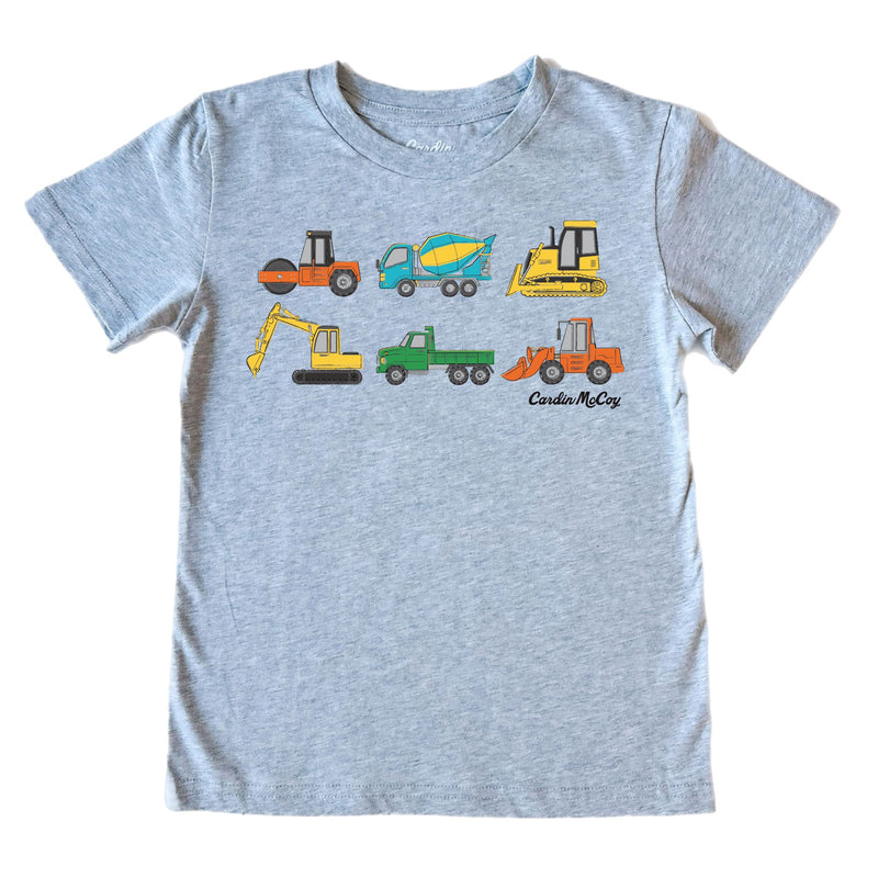 Boys' Colorful Construction Front Short-Sleeve Tee Short Sleeve T-Shirt Cardin McCoy Heather Gray XXS (2/3) No Pocket