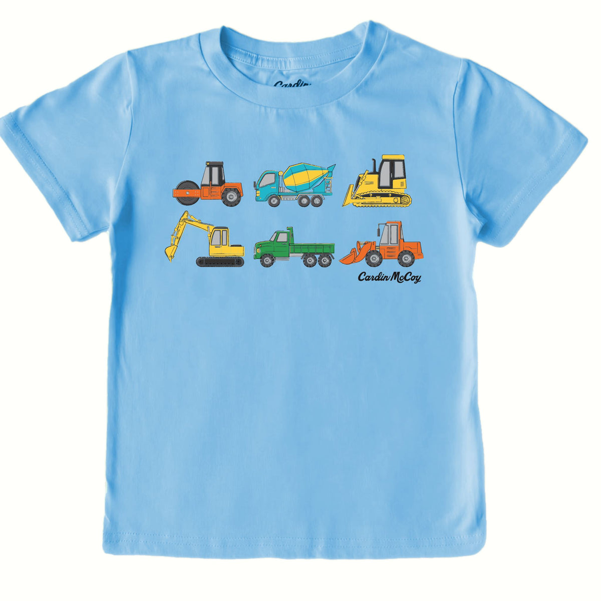 Boys' Colorful Construction Front Short-Sleeve Tee Short Sleeve T-Shirt Cardin McCoy Light Blue XXS (2/3) No Pocket