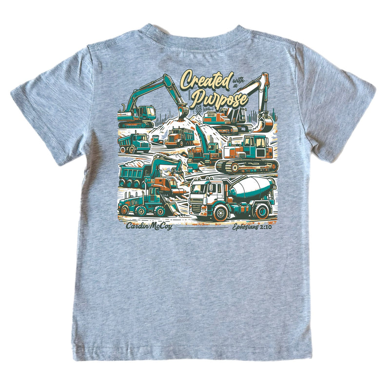 Boys' Created With Purpose (Construction) Short-Sleeve Tee Short Sleeve T-Shirt Cardin McCoy Heather Gray XXS (2/3) Pocket