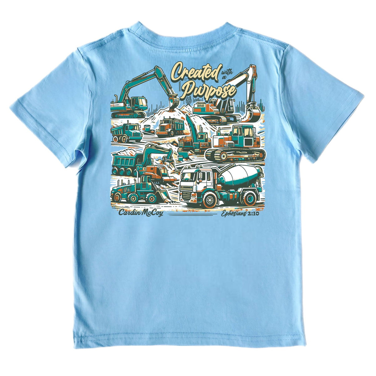 Boys' Created With Purpose (Construction) Short-Sleeve Tee Short Sleeve T-Shirt Cardin McCoy Light Blue XXS (2/3) No Pocket