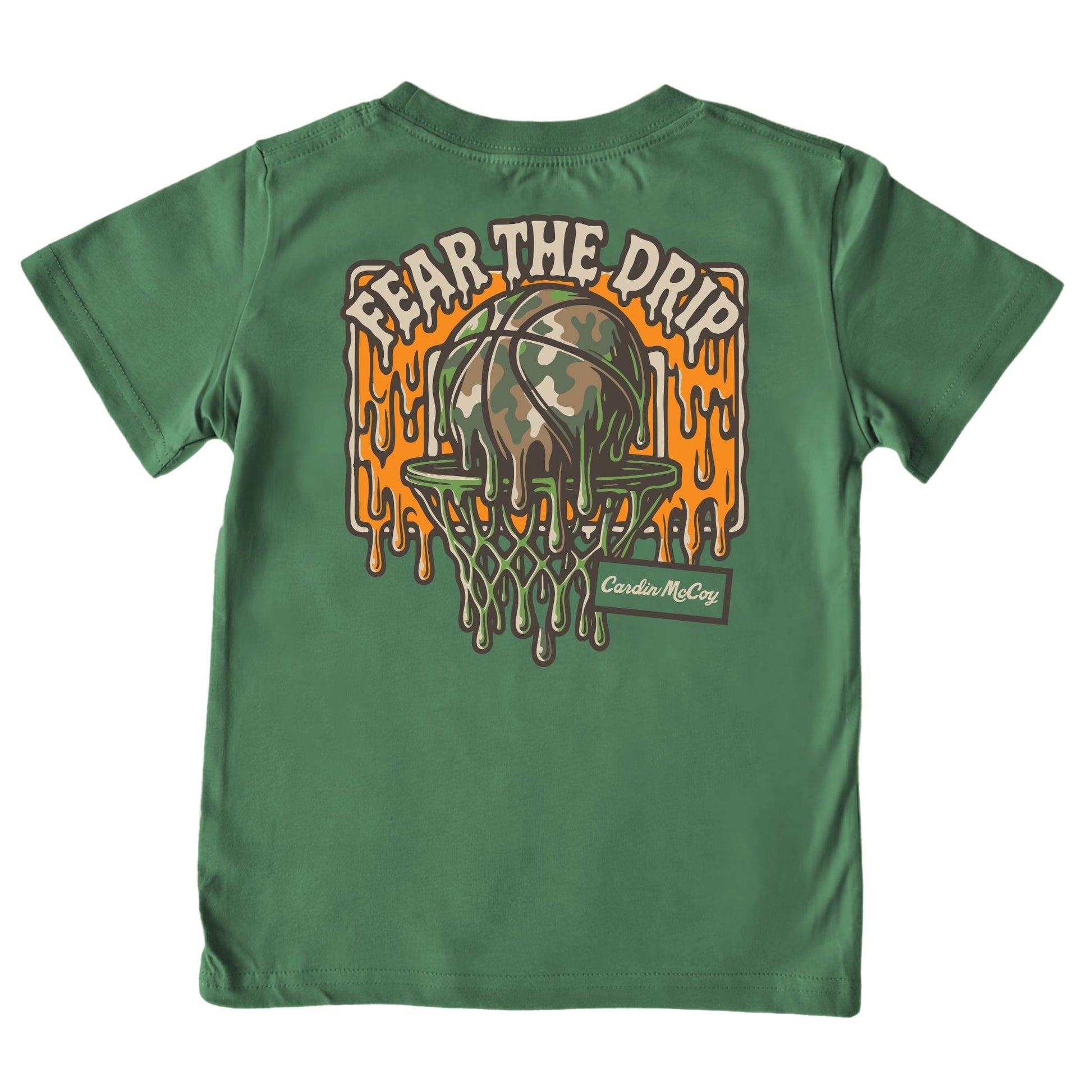 Boys' Fear the Drip Basketball Short-Sleeve Tee Short Sleeve T-Shirt Cardin McCoy Dark Olive XXS (2/3) Pocket