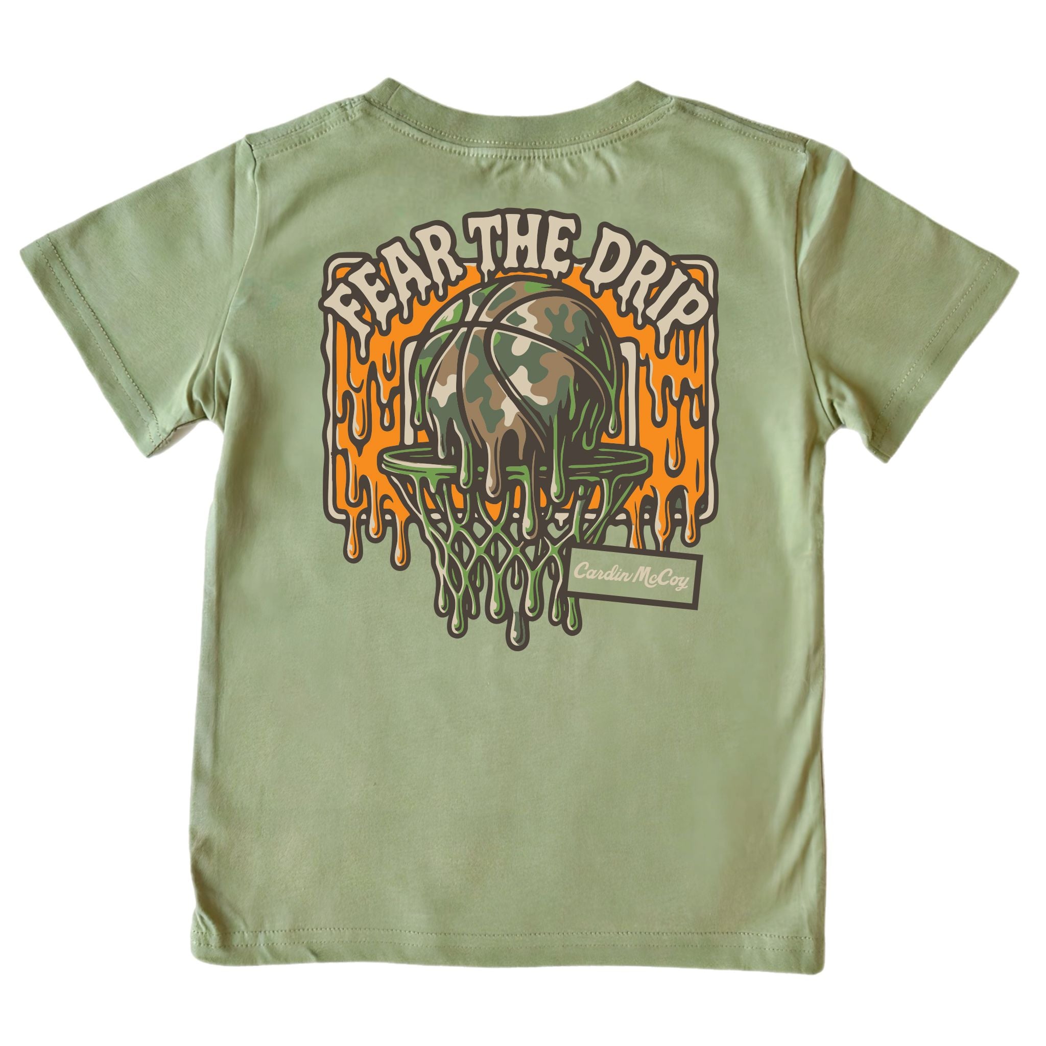 Boys' Fear the Drip Basketball Short-Sleeve Tee Short Sleeve T-Shirt Cardin McCoy Light Olive XXS (2/3) No Pocket