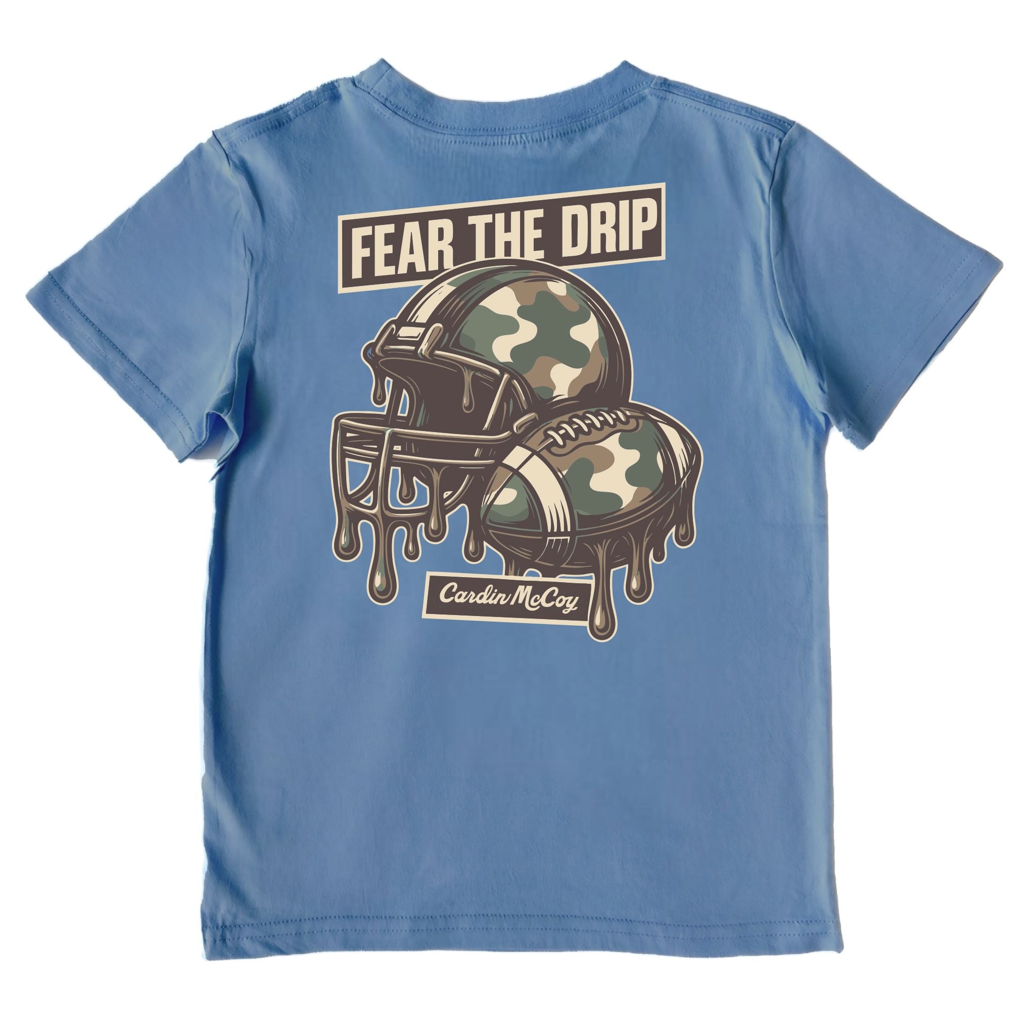 Boys' Fear the Drip Football Performance Short-Sleeve Tee Short Sleeve T-Shirt Cardin McCoy Captain Blue XXS (2/3) No Pocket