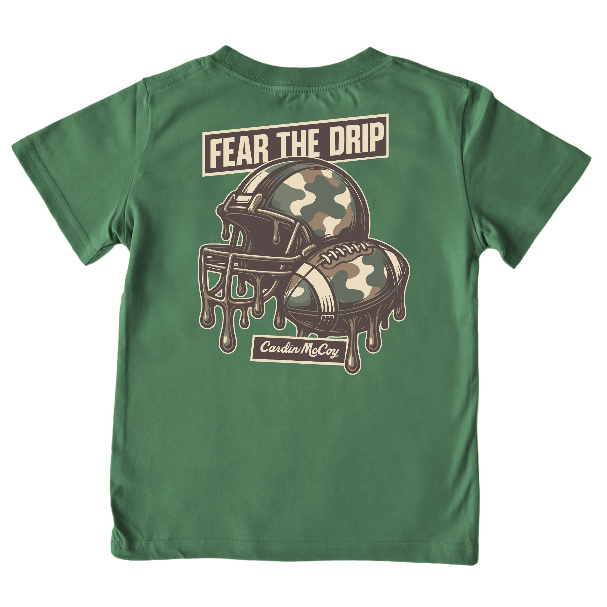 Boys' Fear the Drip Football Short-Sleeve Tee Short Sleeve T-Shirt Cardin McCoy Dark Olive XXS (2/3) Pocket