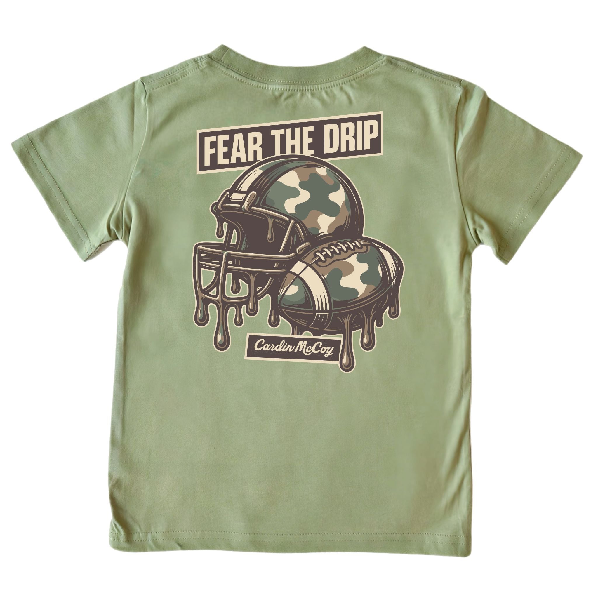 Boys' Fear the Drip Football Short-Sleeve Tee Short Sleeve T-Shirt Cardin McCoy Light Olive XXS (2/3) No Pocket