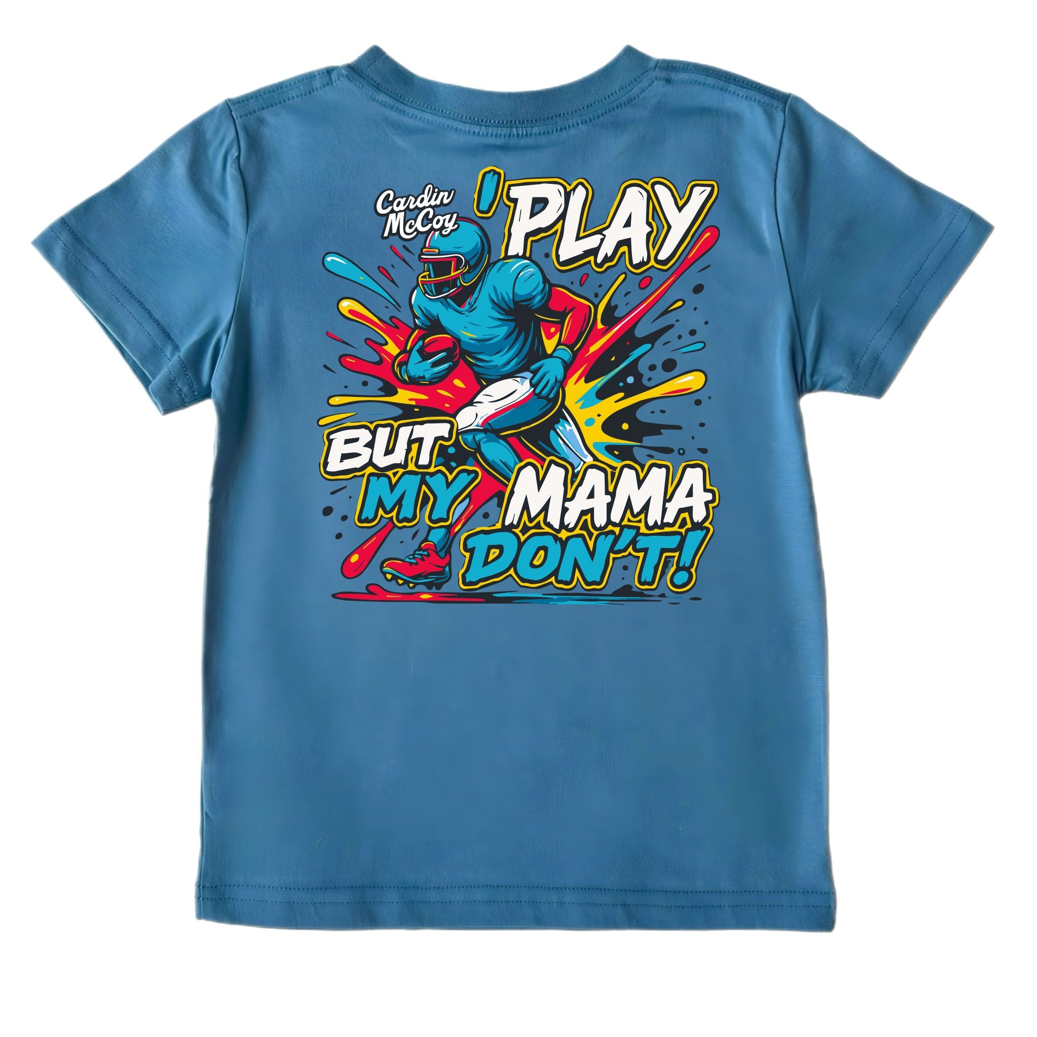 Boys' Football Mama Don't Short-Sleeve Tee Short Sleeve T-Shirt Cardin McCoy Blue XXS (2/3) No Pocket