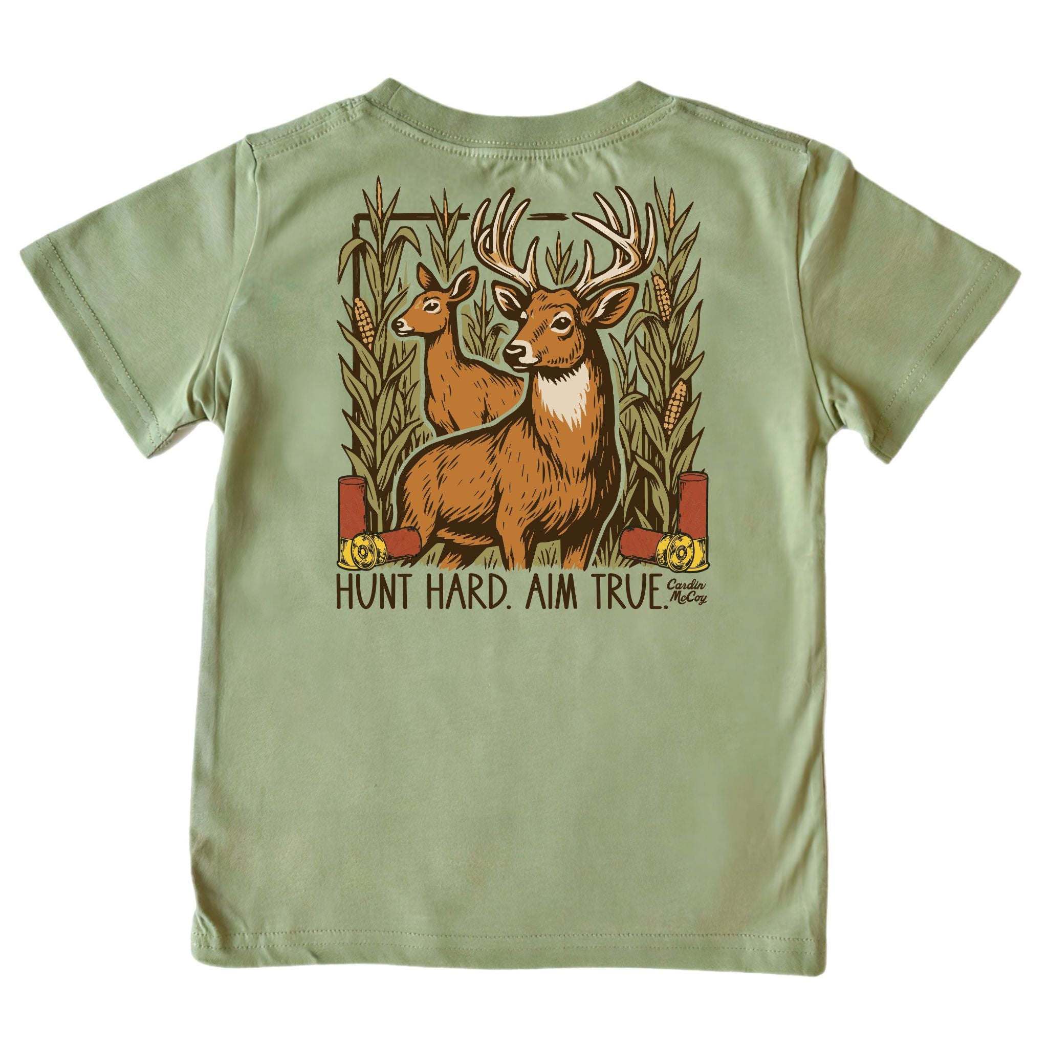 Boys' Hunt Hard Aim True Short-Sleeve Tee Short Sleeve T-Shirt Cardin McCoy Light Olive XXS (2/3) Pocket