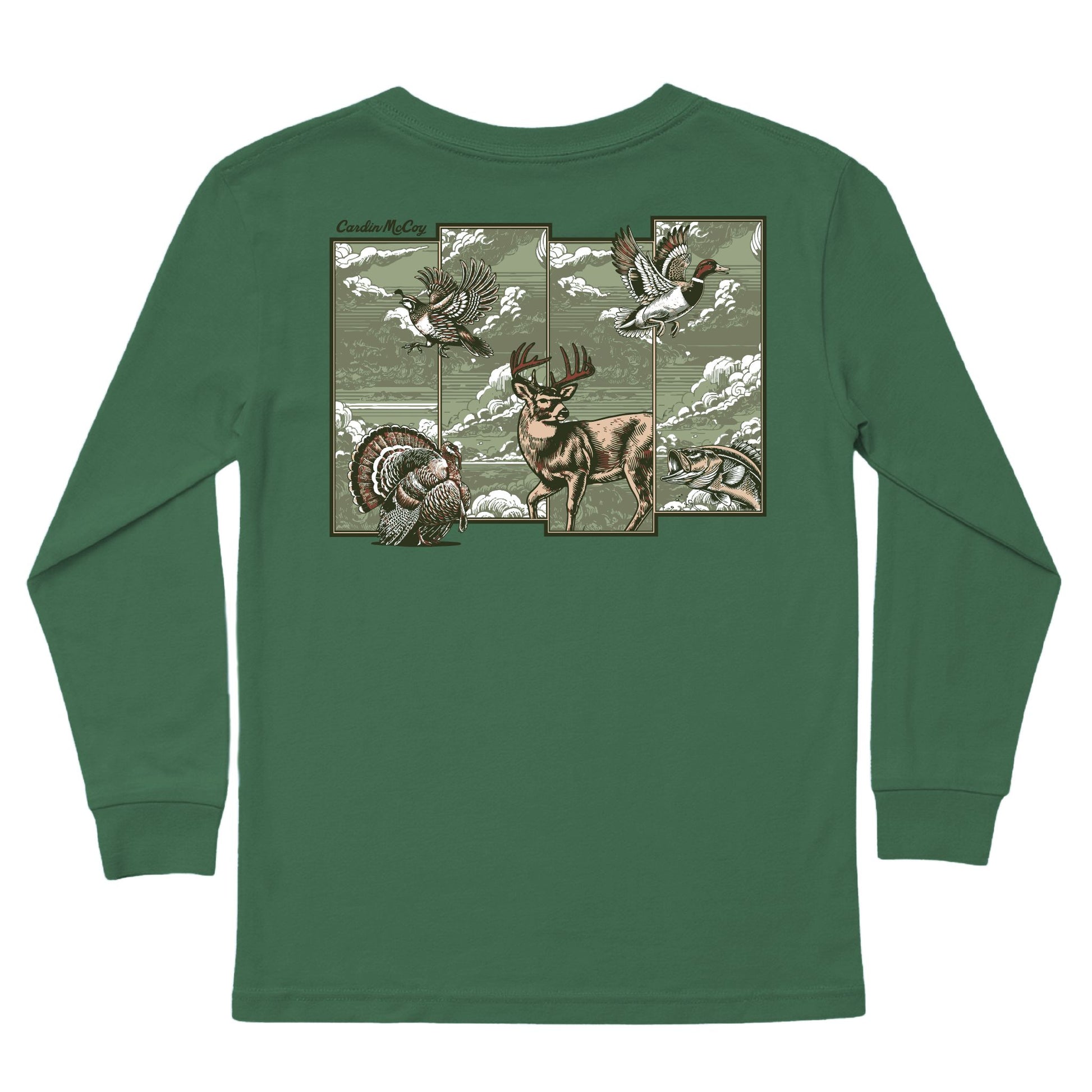 Boys' Hunting Grid Long-Sleeve Tee Long Sleeve T-Shirt Cardin McCoy Dark Olive XXS (2/3) Pocket