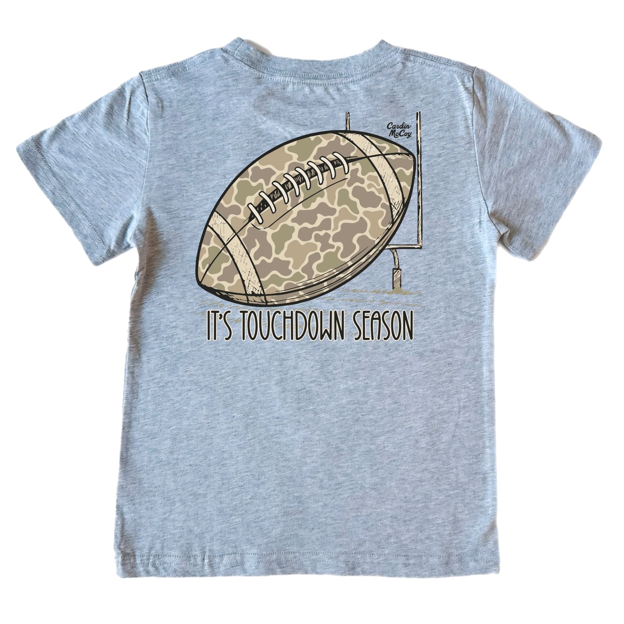 Boys' It's Touchdown Season Short-Sleeve Tee Short Sleeve T-Shirt Cardin McCoy Heather Gray XXS (2/3) Pocket