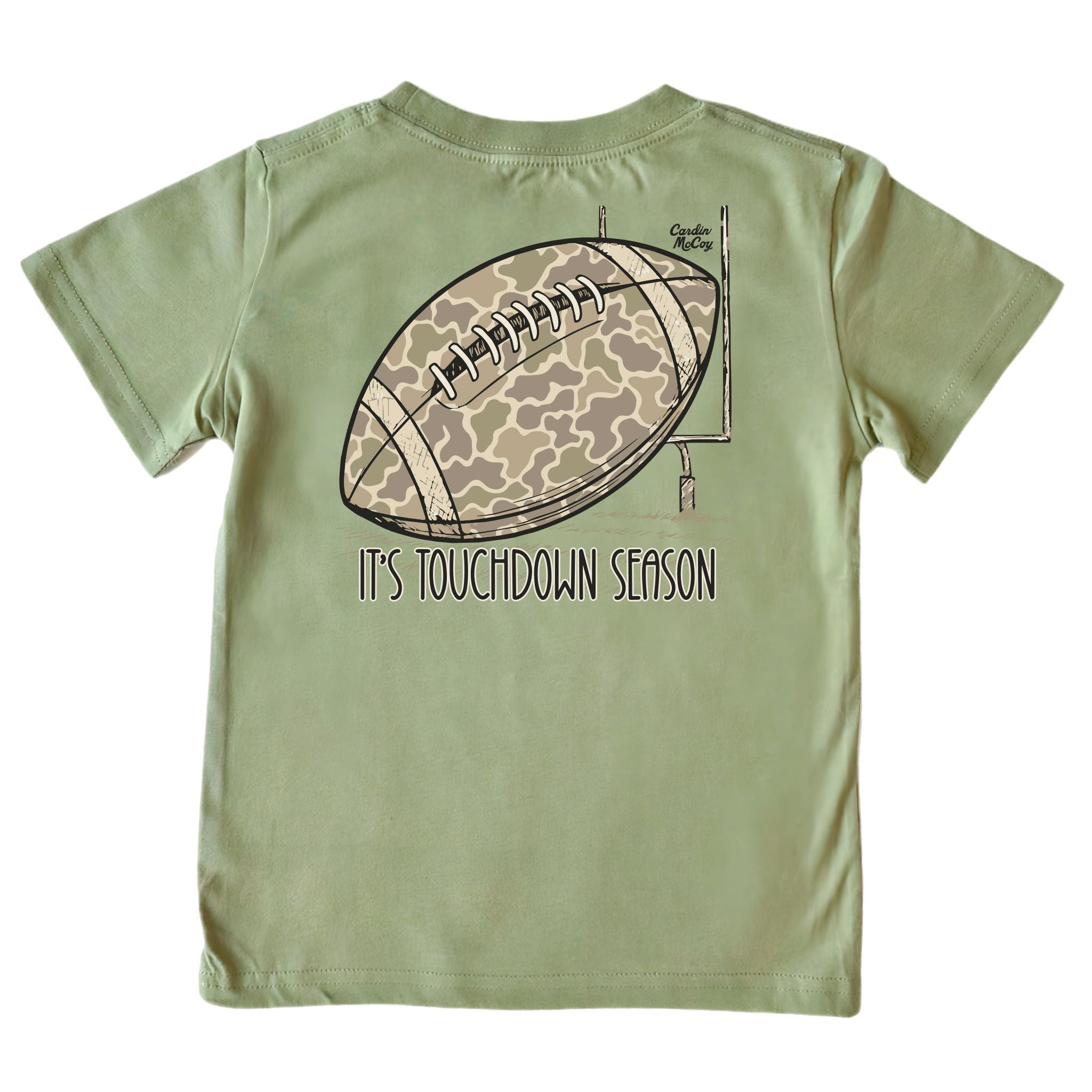 Boys' It's Touchdown Season Short-Sleeve Tee Short Sleeve T-Shirt Cardin McCoy Light Olive XXS (2/3) Pocket