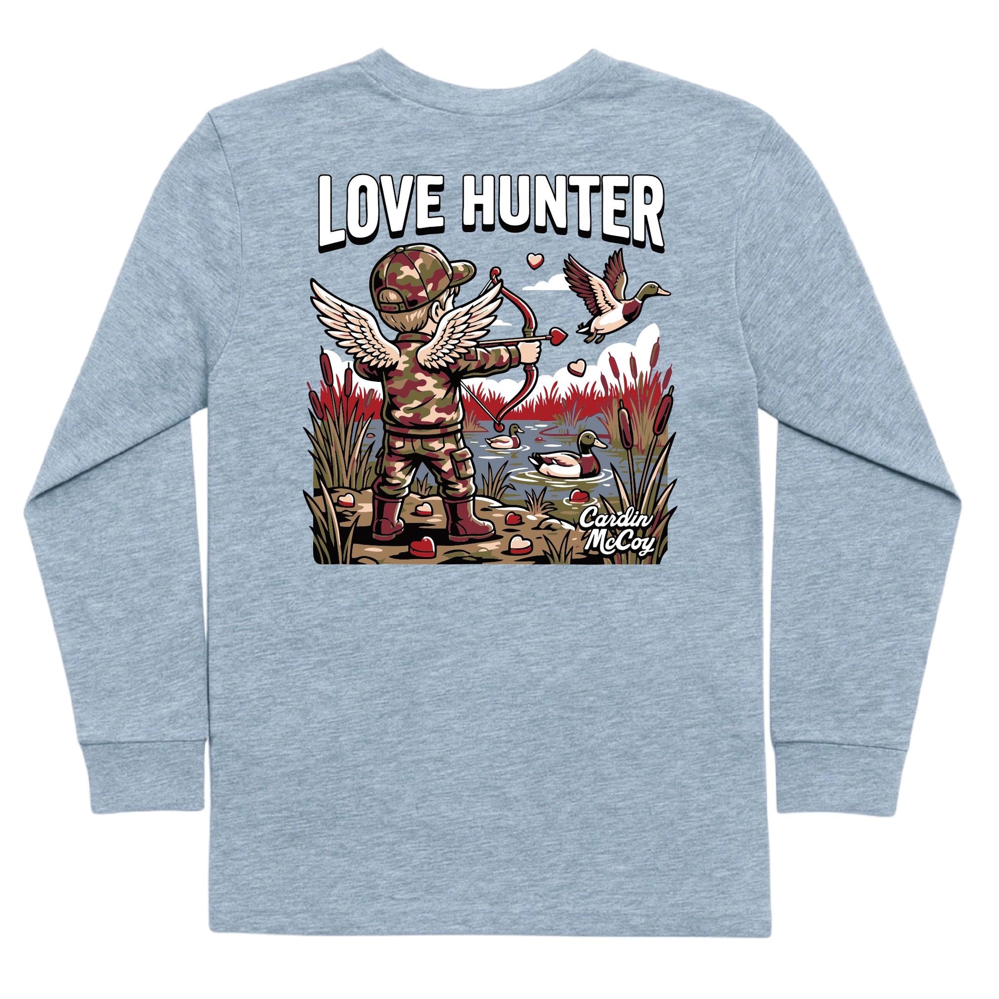 Boys' Love Hunter Long-Sleeve Tee Long Sleeve T-Shirt Cardin McCoy Heather Gray XXS (2/3) Pocket