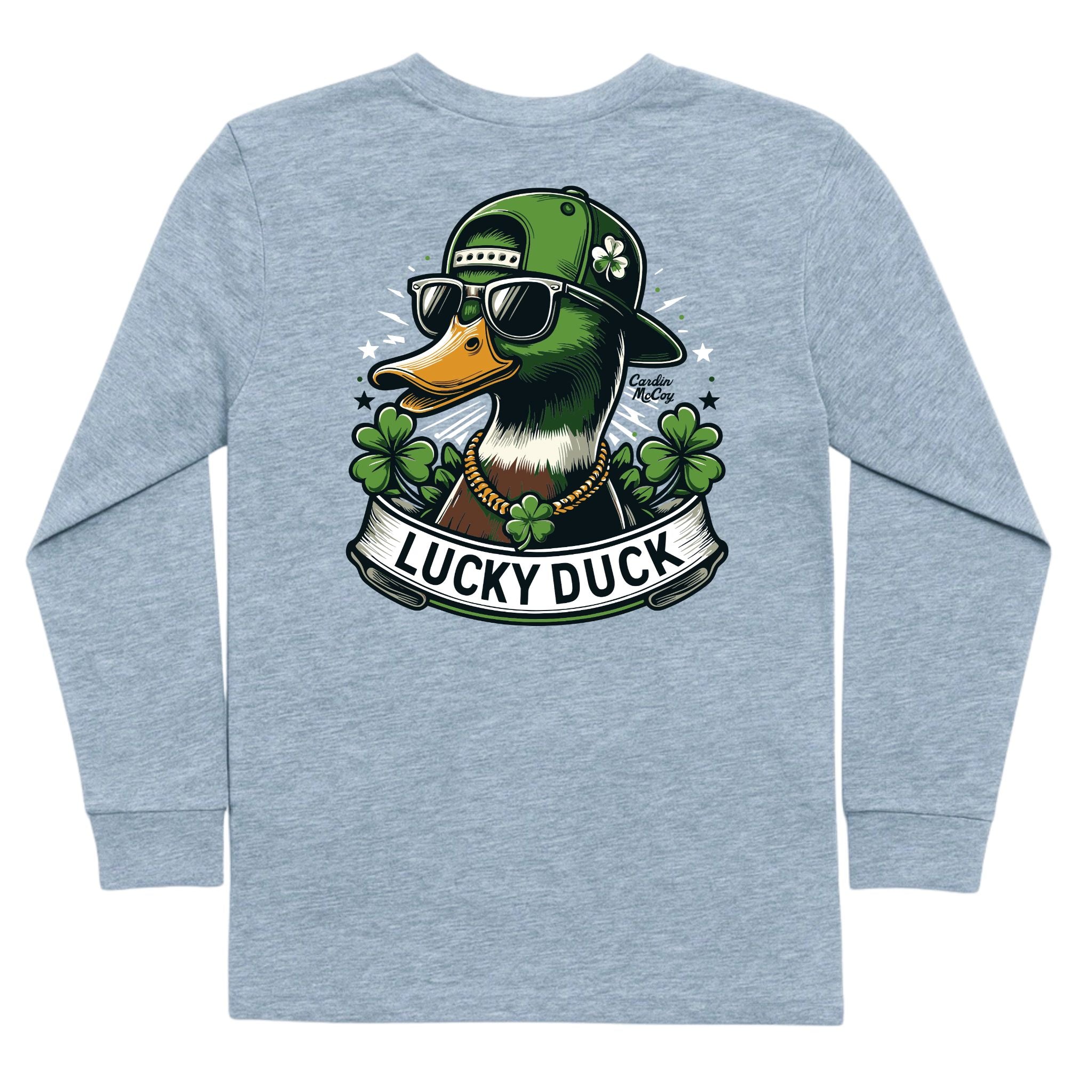 Boys' Lucky Duck Long-Sleeve Tee Long Sleeve T-Shirt Cardin McCoy Heather Gray XXS (2/3) No Pocket