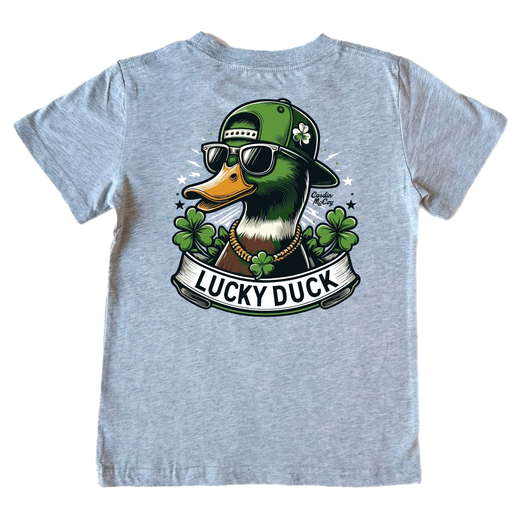 Boys' Lucky Duck Short-Sleeve Tee Short Sleeve T-Shirt Cardin McCoy Heather Gray XXS (2/3) Pocket